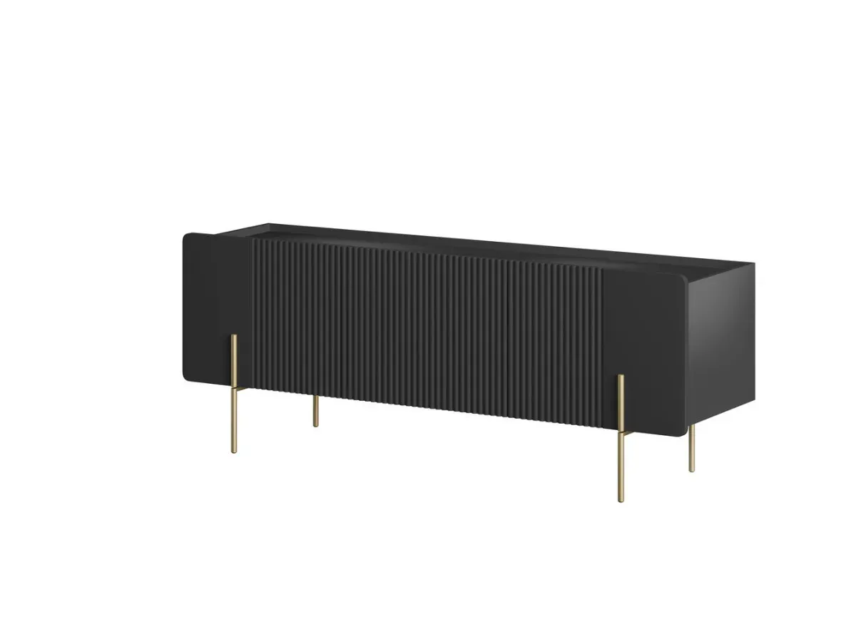 Illustration numéro 2 du produit Meuble TV 2 portes 1 tiroir 150 cm MATHILDE pieds or    BOBOCHIC