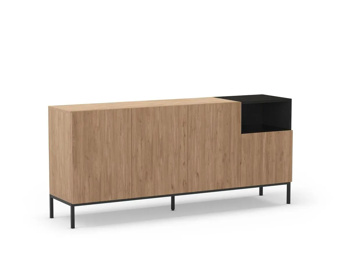 Illustration numéro 2 du produit Buffet 4 portes 1 niche 180 cm CECILIA effet chêne    BOBOCHIC