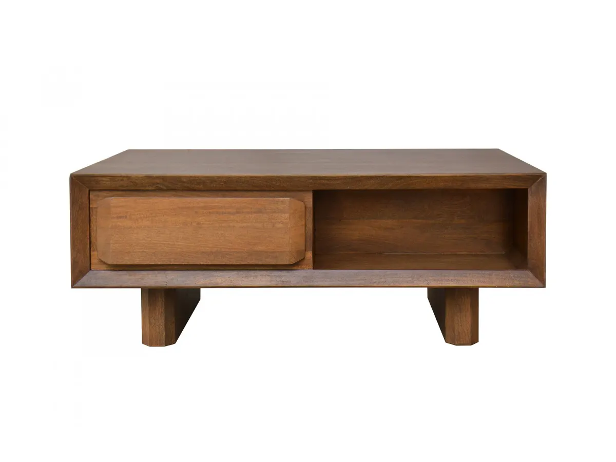 Illustration numéro 2 du produit Table basse 1 tiroir BELLECOUR bois massif de manguier    BOBOCHIC