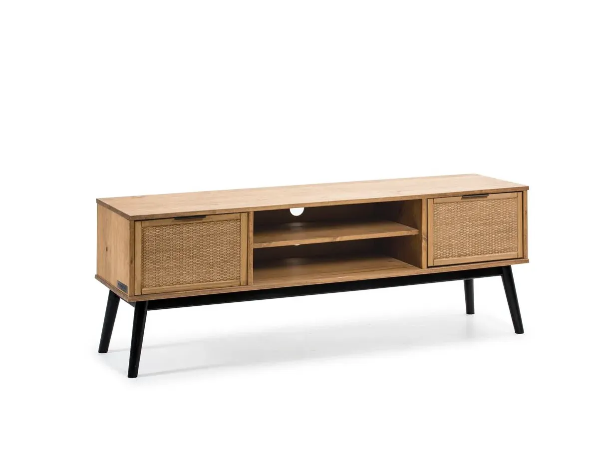 Illustration numéro 2 du produit Meuble TV 140 cm ALBI bois massif et rotin    BOBOCHIC