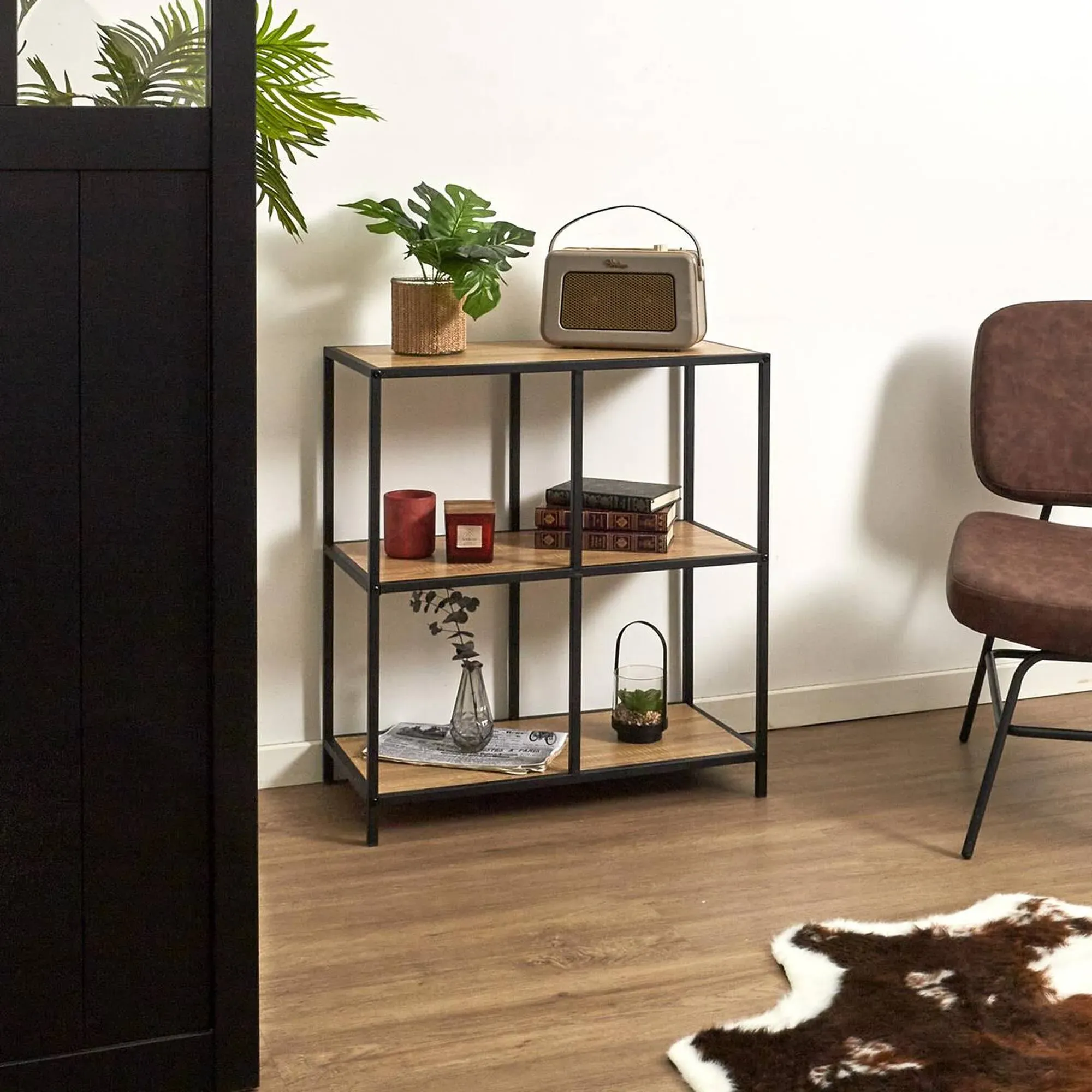 Illustration numéro 2 du produit Etagère 4 Cases Style Industriel Stockies - Blancheporte