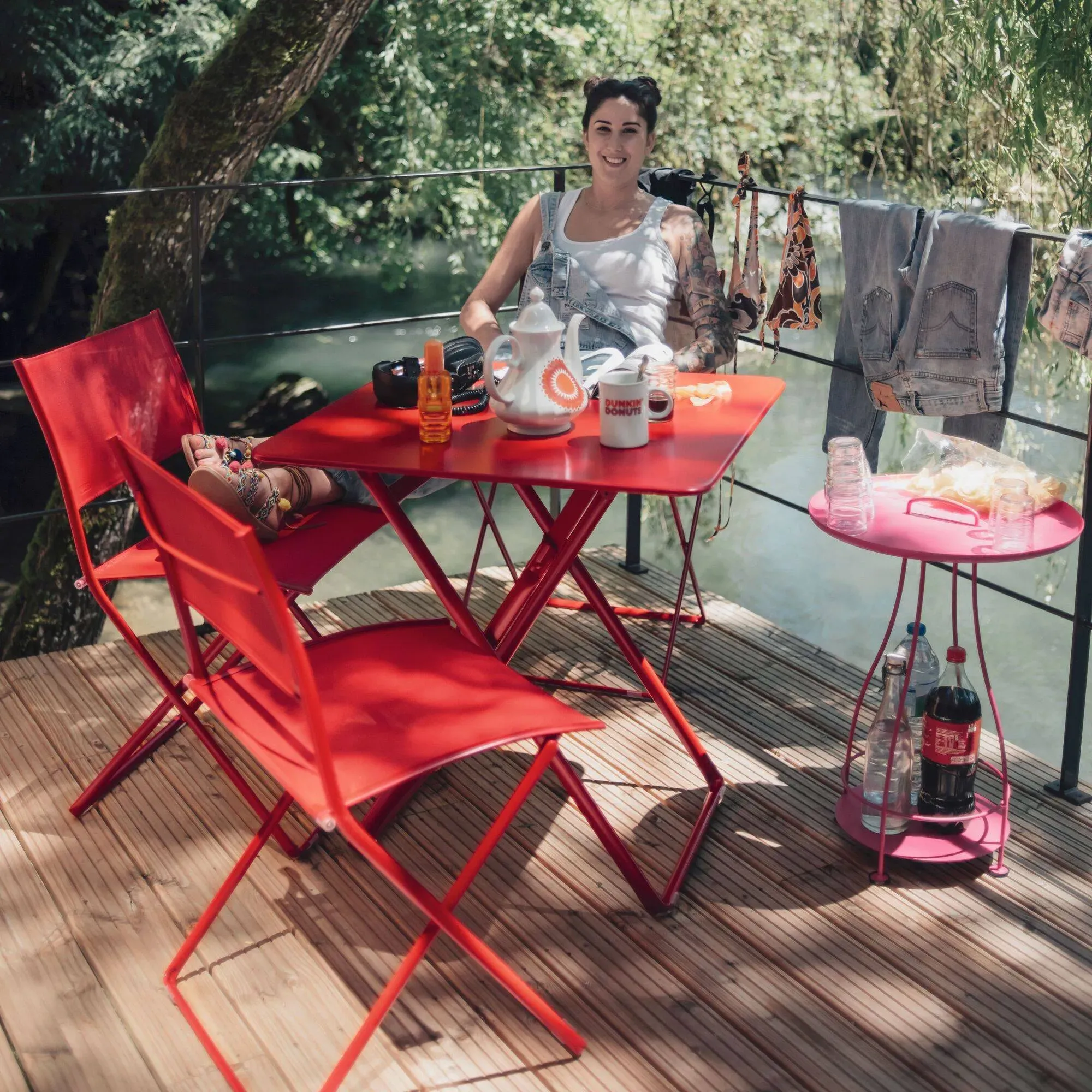 Illustration numéro 2 du produit Lot de 2 Chaises Pliantes Plein Air en Acier