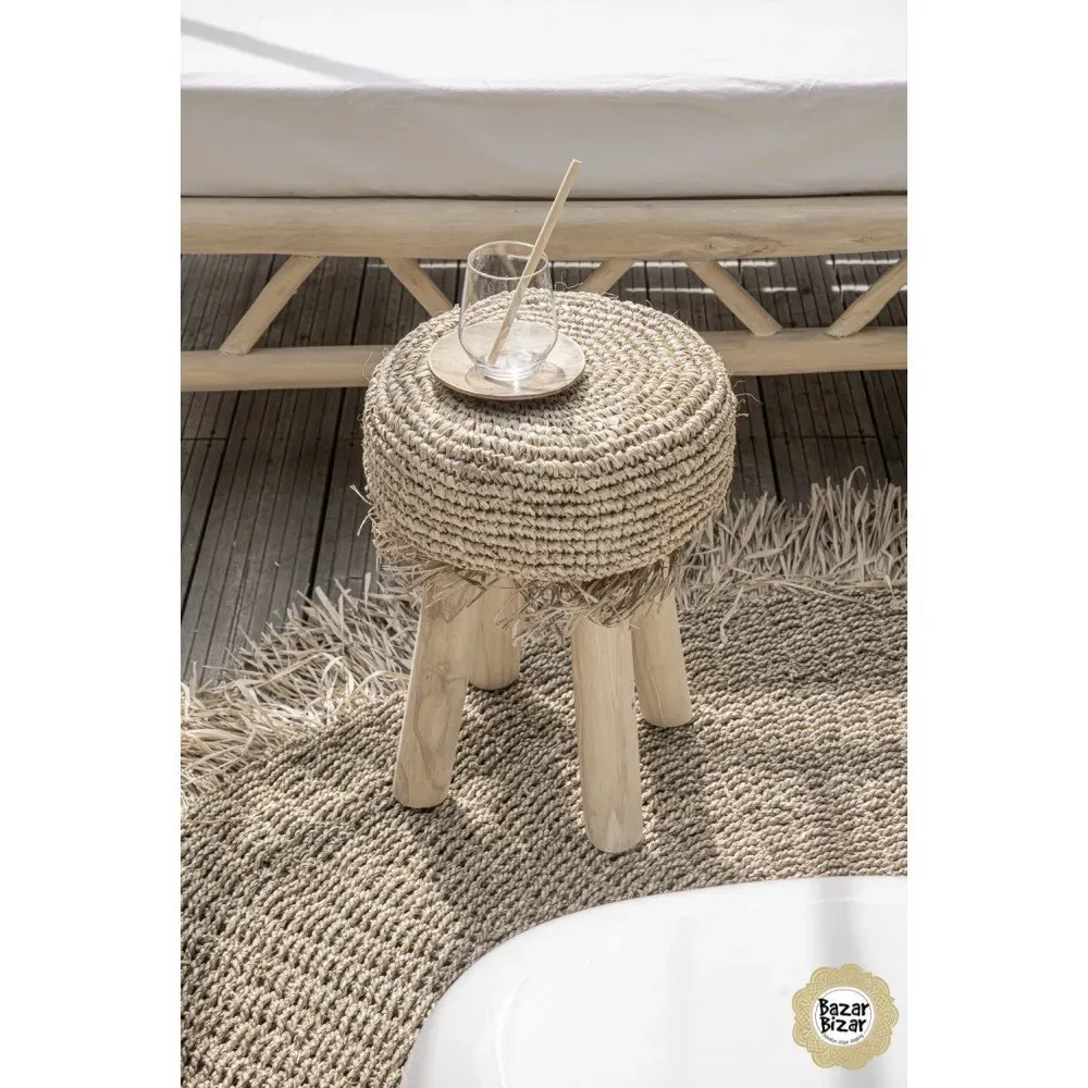 Illustration numéro 2 du produit Tapis Bohème Chic Naturel en Raphia, Agave, Palmier à Franges 100cm