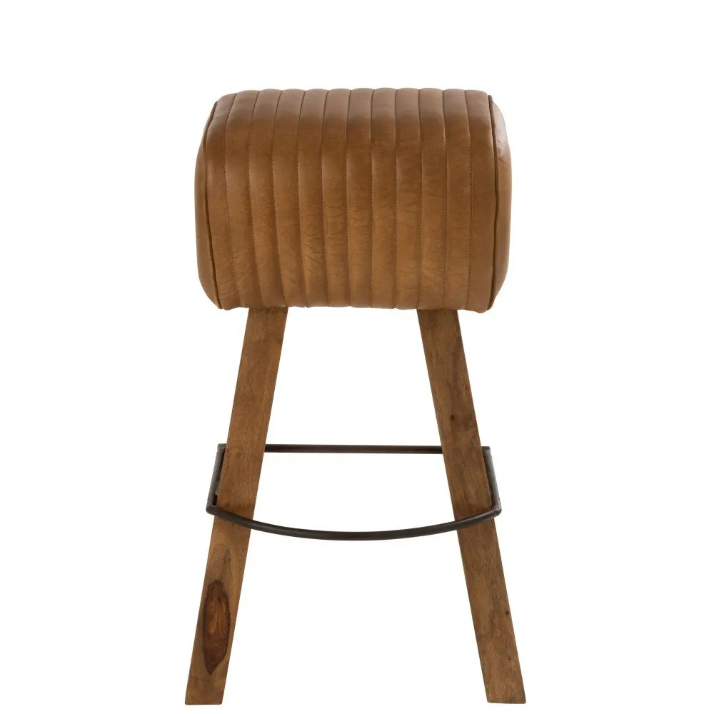Illustration numéro 2 du produit Tabouret Gym Cuir/Bois Manguier Camel/Naturel