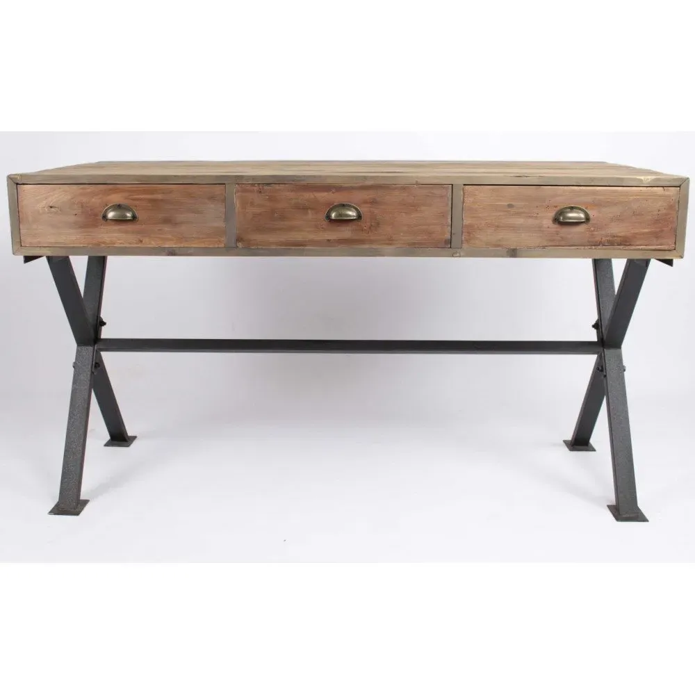 Illustration numéro 2 du produit Bureau industriel métal  bois 150 cm – Style industriel et design robuste