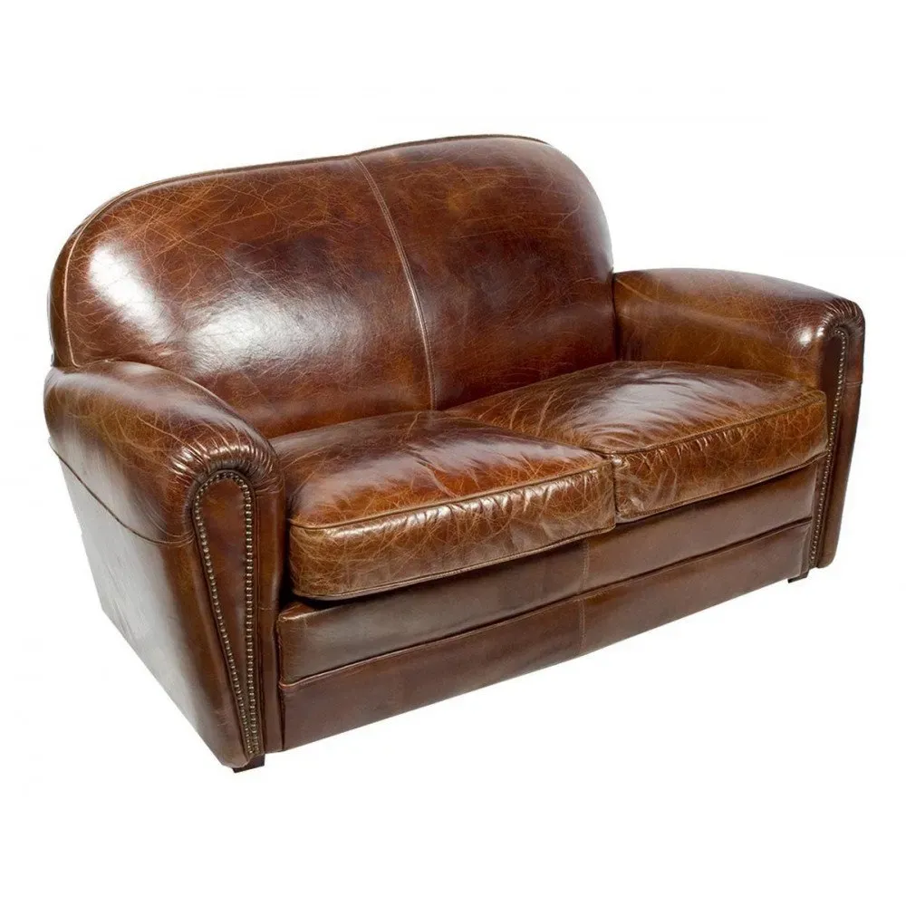 Illustration numéro 2 du produit Canapé 2 places marron cuir Club Liverpool Vintage