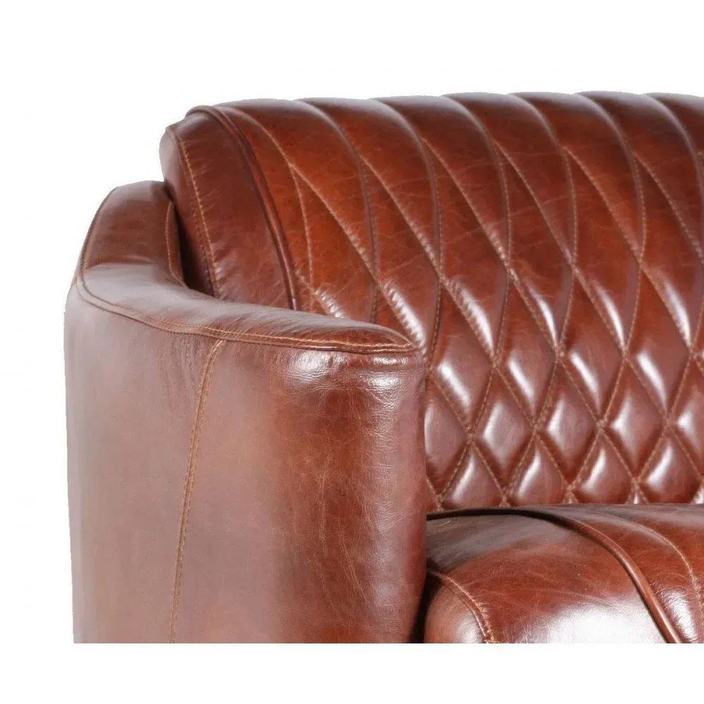 Illustration numéro 2 du produit Canapé 2 places marron cuir Senna  Vintage