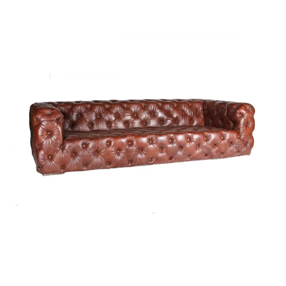 Illustration numéro 2 du produit Canapé Chesterfield cuir Montaigne Brown 4 places vintage
