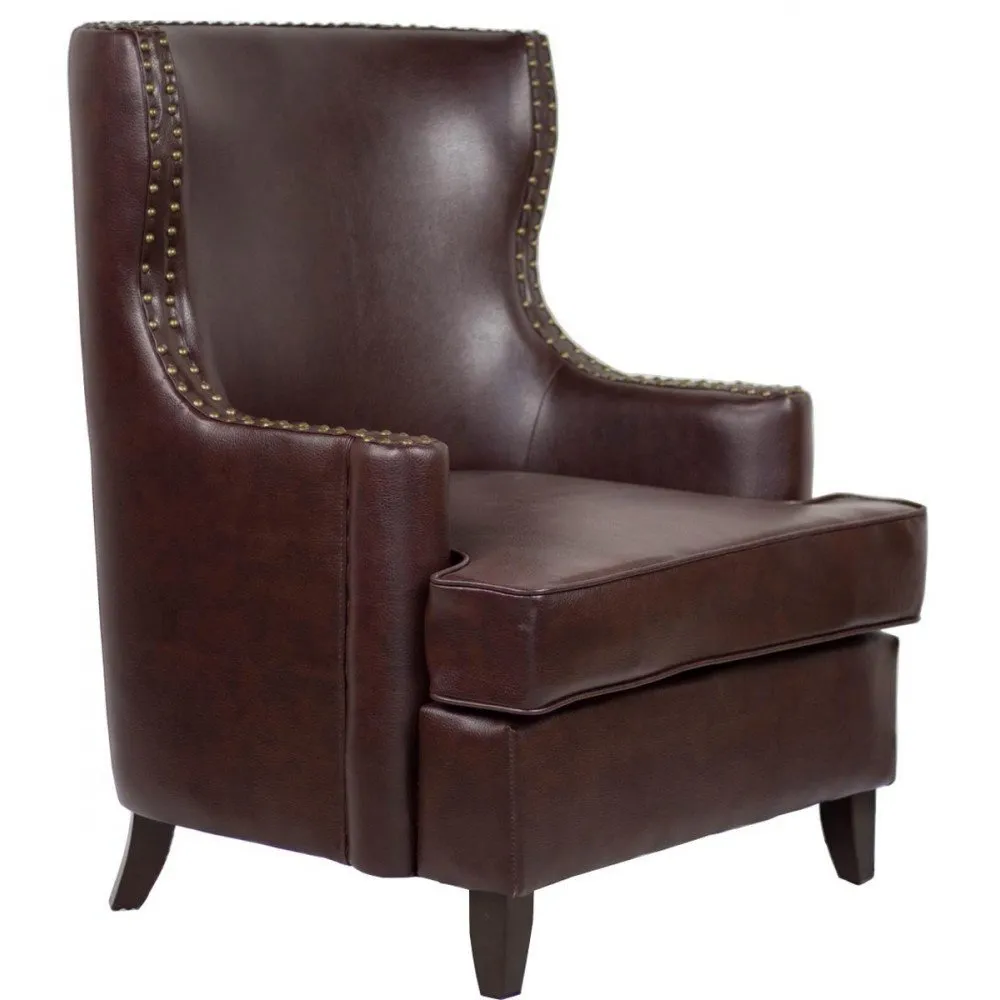 Illustration numéro 2 du produit Fauteuil marron cuir Watford  Vintage