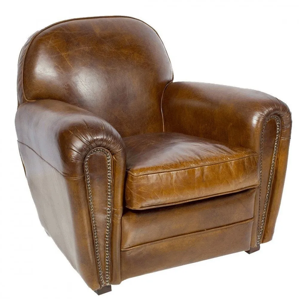Illustration numéro 2 du produit Fauteuil marron cuir Club Liverpool  Vintage