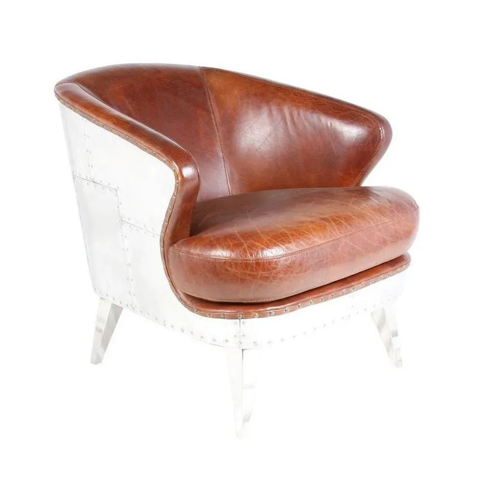 Illustration numéro 2 du produit Fauteuil de bureau marron cuir Rocky Vintage