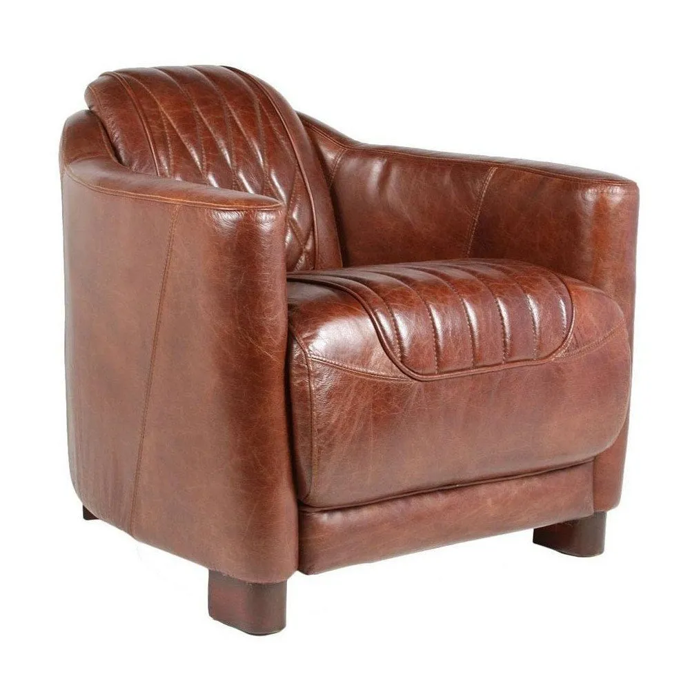 Illustration numéro 2 du produit Fauteuil marron cuir Senna  Vintage