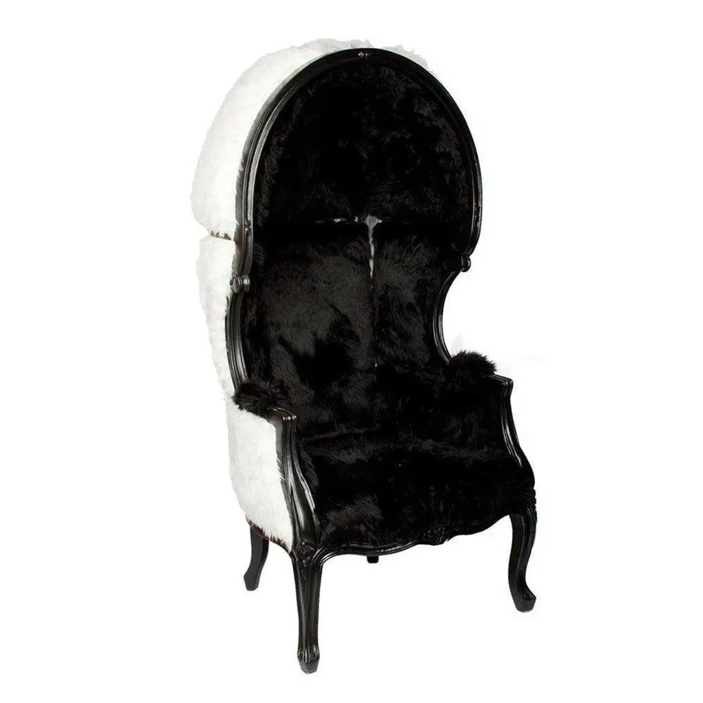 Illustration numéro 2 du produit Fauteuil noir et blanc fourrure Steve