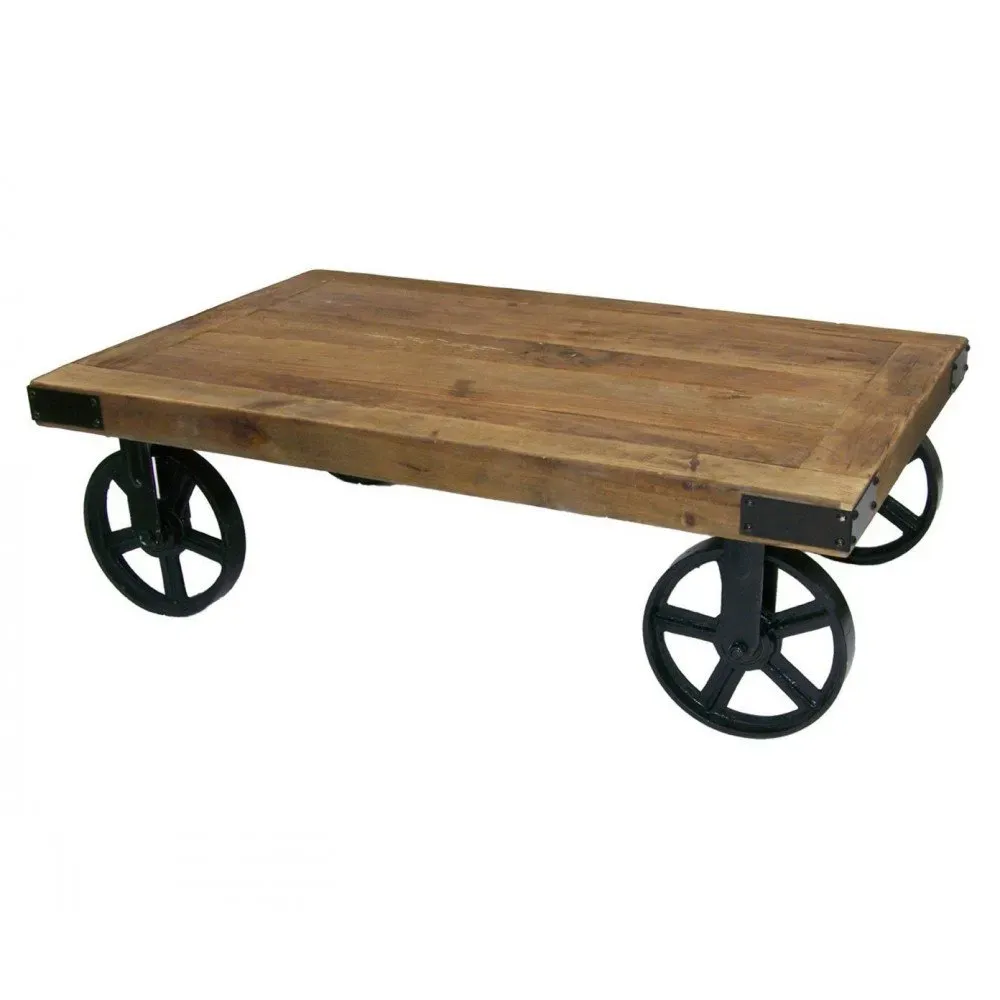 Illustration numéro 2 du produit Table basse industrielle roulettes Brooklyn