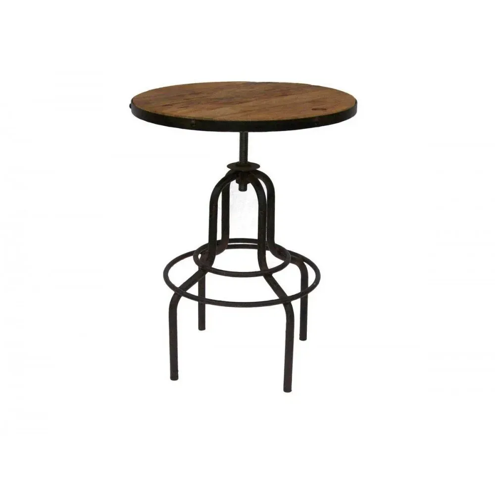 Illustration numéro 2 du produit Table Haute Ronde Bistrot Métal et Bois Style Industriel