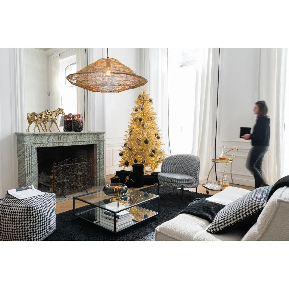 Illustration numéro 2 du produit Fauteuil Pied-de-Poule Fer Noir/Blanc