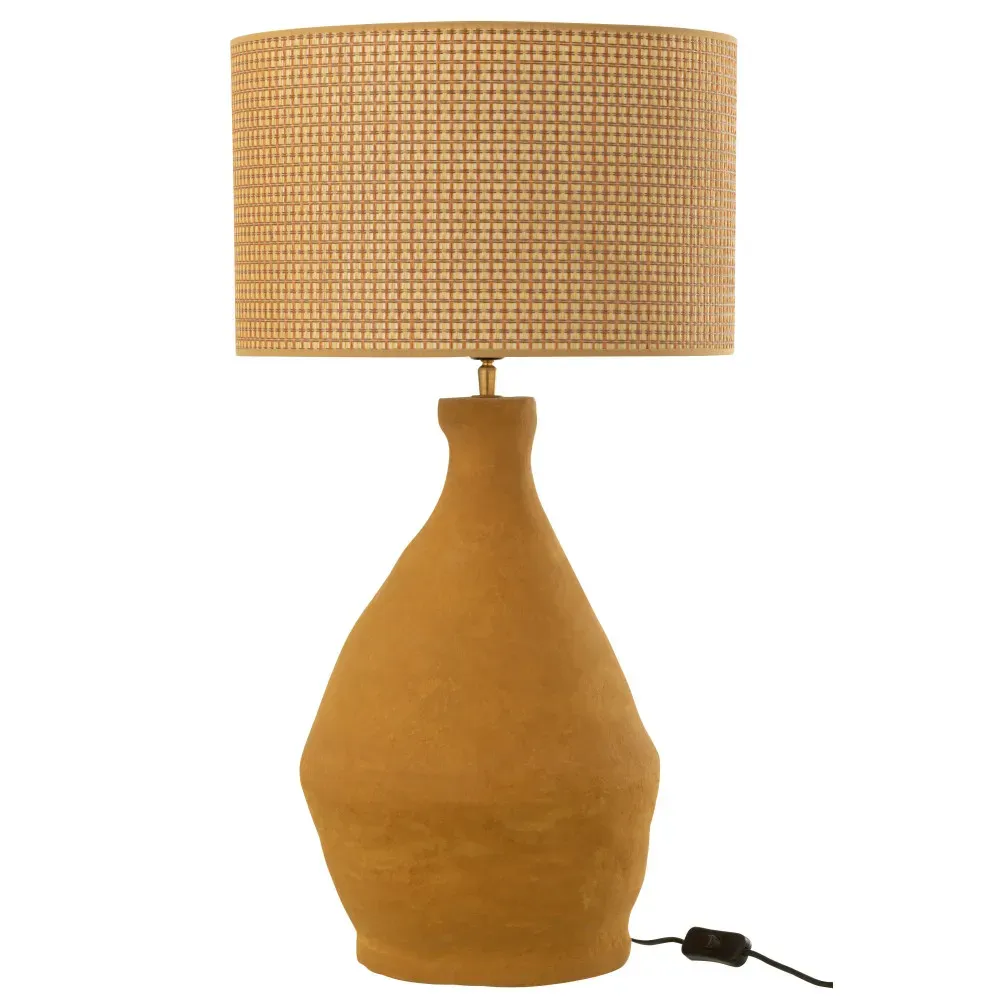 Illustration numéro 2 du produit Lampe + Abat Jour Indus Papier Mache Jaune