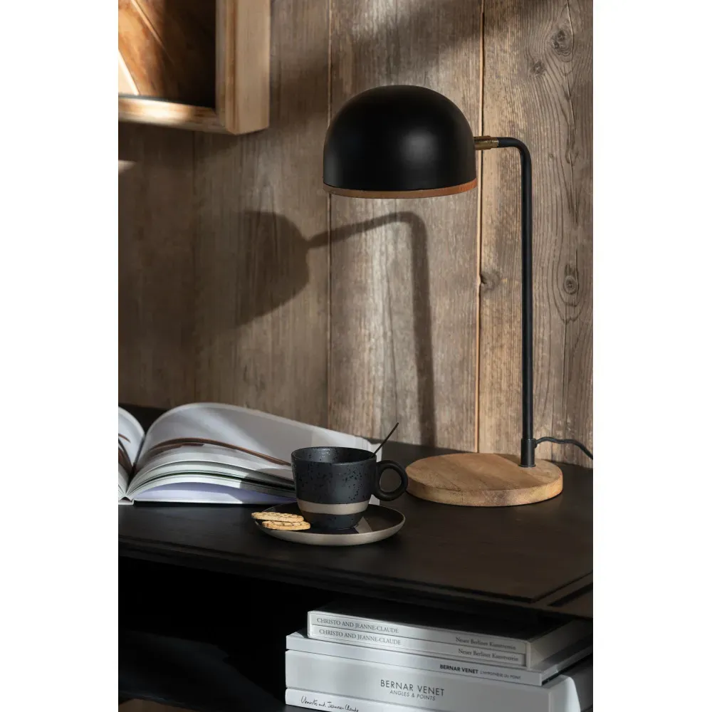 Illustration numéro 2 du produit Lampe de Bureau Evy Metal/Bois Noir/Naturel