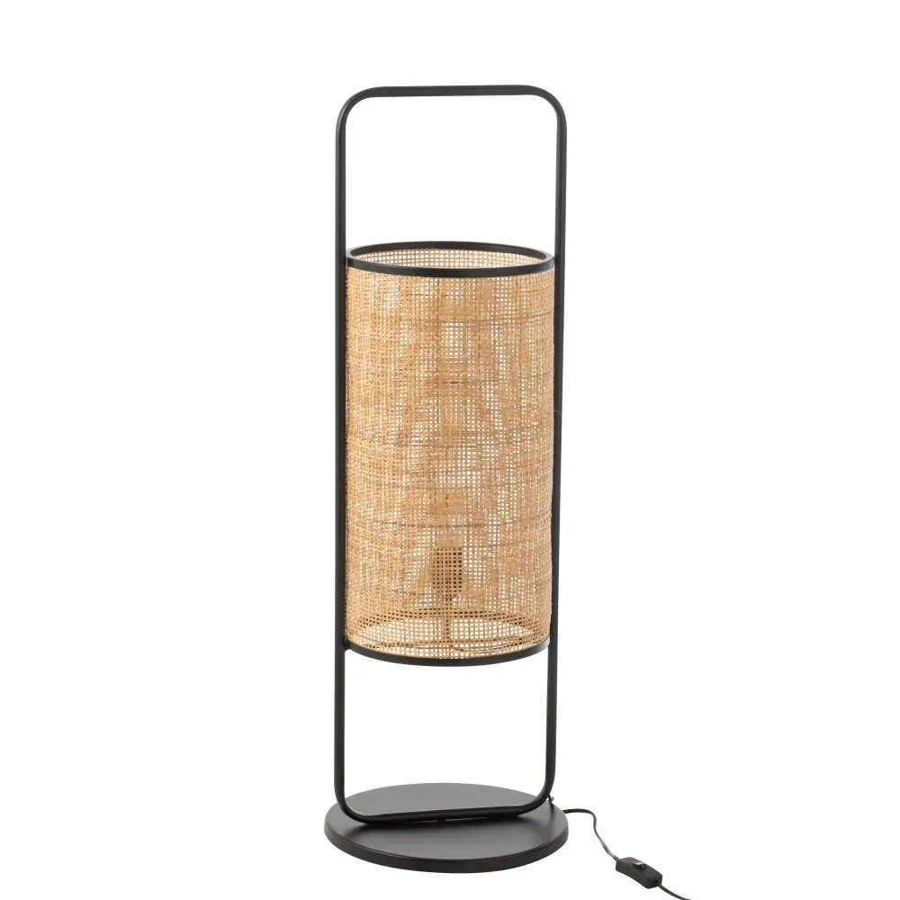 Illustration numéro 2 du produit Lampe Sur Pied Metal/Rotin Noir/Naturel Large
