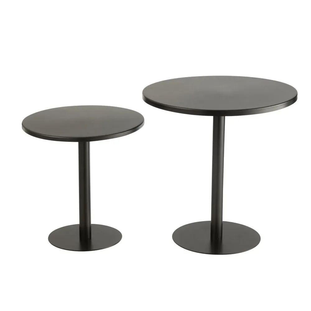 Illustration numéro 2 du produit Set de 2 Table Gigogne Rond Metal Noir