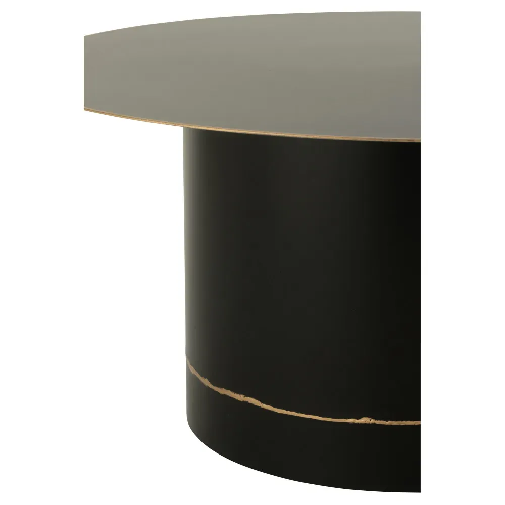 Illustration numéro 2 du produit Table Basse Base Cylindre With Golden Border Rond Fer Noir/Doré Large