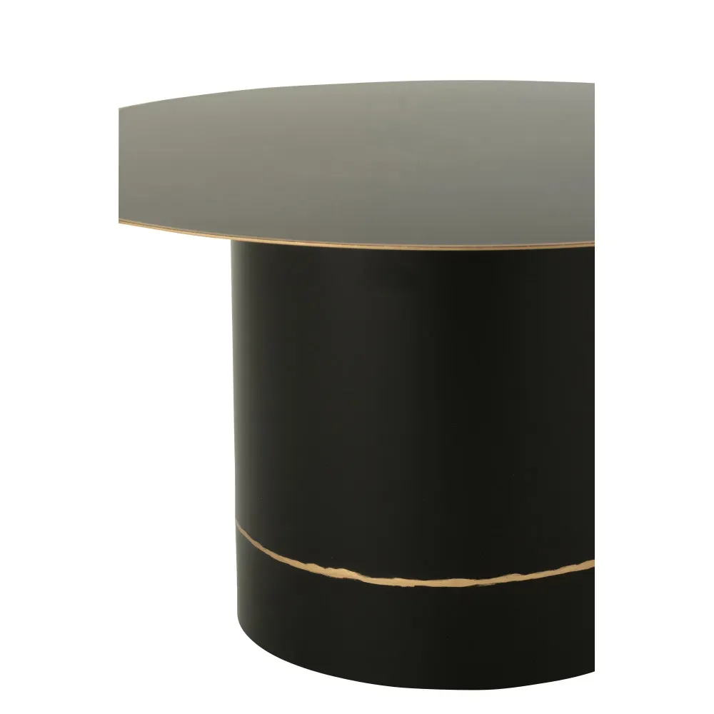 Illustration numéro 2 du produit Table Basse Base Cylindre With Golden Border Rond Fer Noir/Doré Small