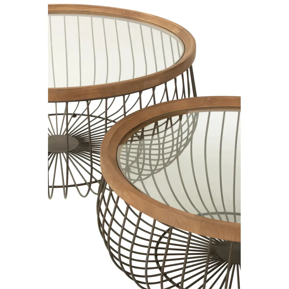 Illustration numéro 2 du produit Set de 2 Table de Salon Ronde Metal/Verre Noir