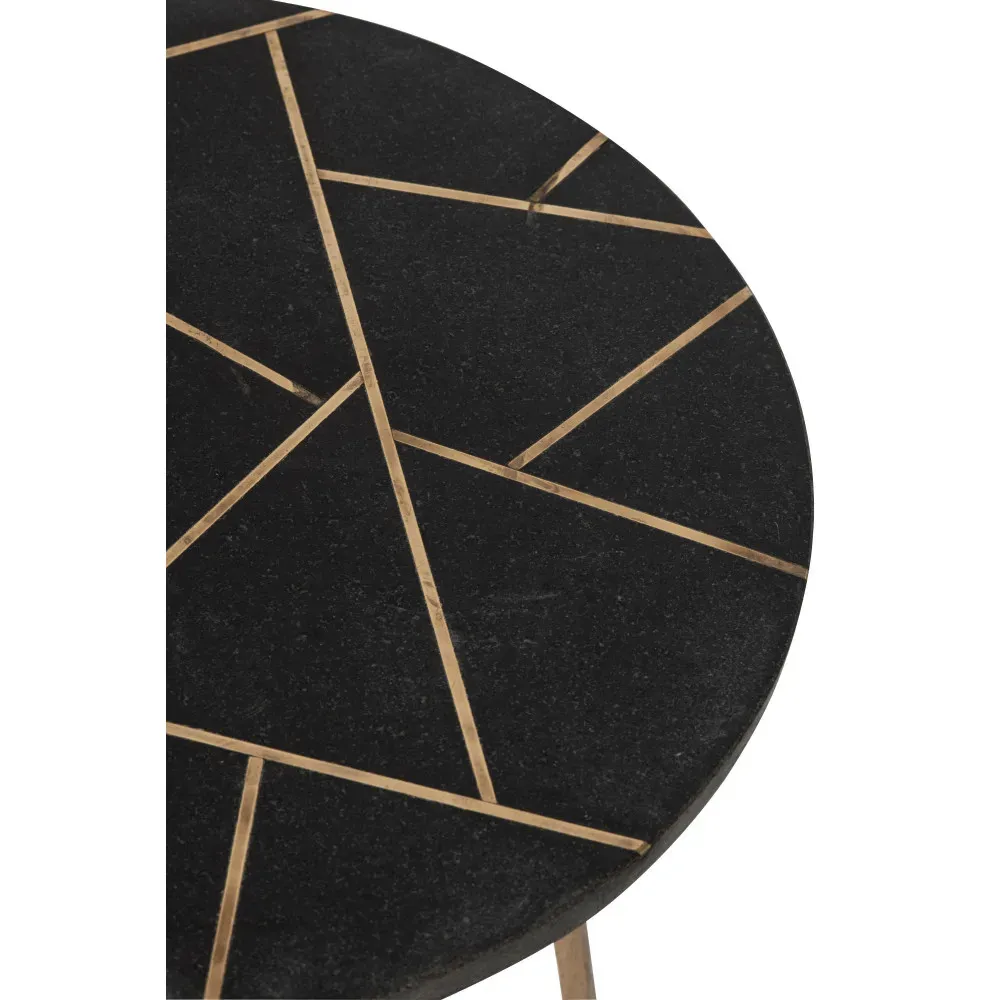 Illustration numéro 2 du produit Set de 2 Table Gigogne Marbre/Metal Or/Noir