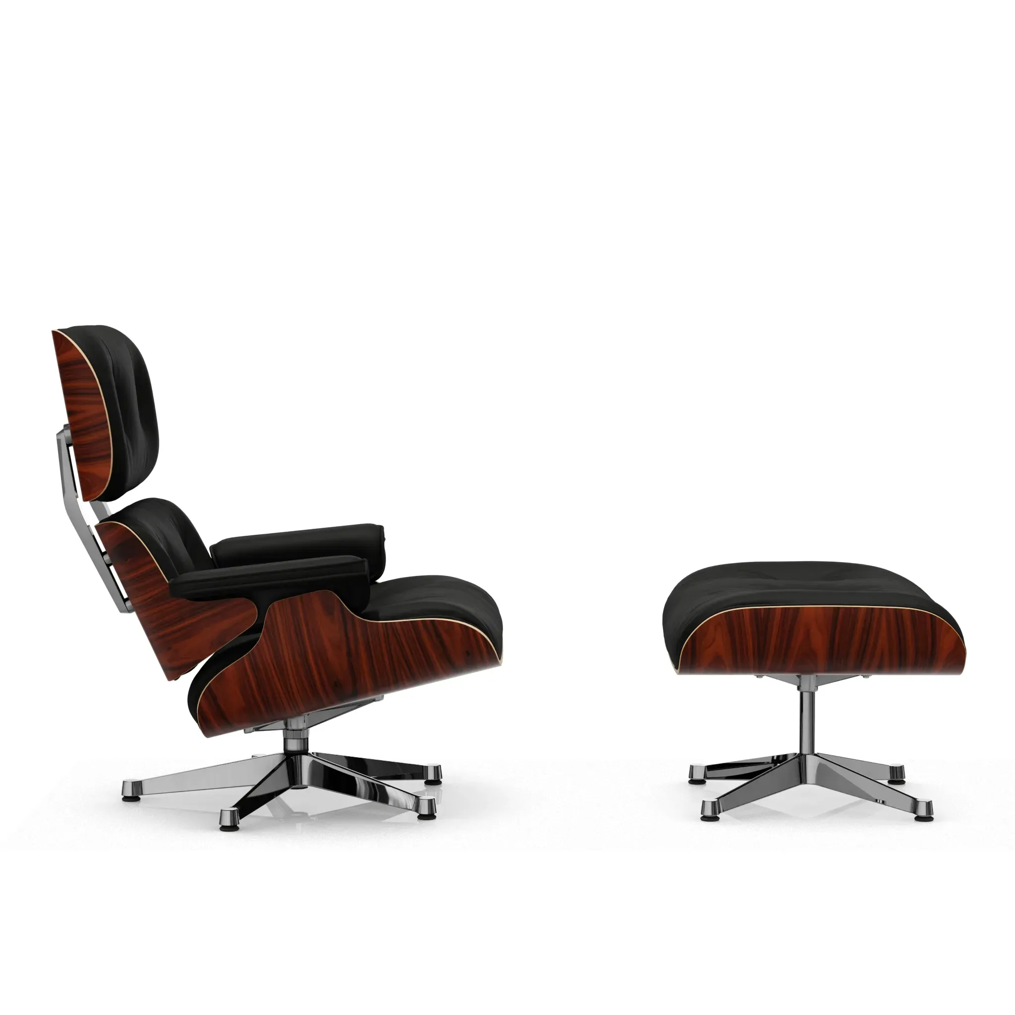 Illustration numéro 2 du produit Vitra Lounge Chair & Ottoman - poli - Cuir premium F nero - Santos Palisander