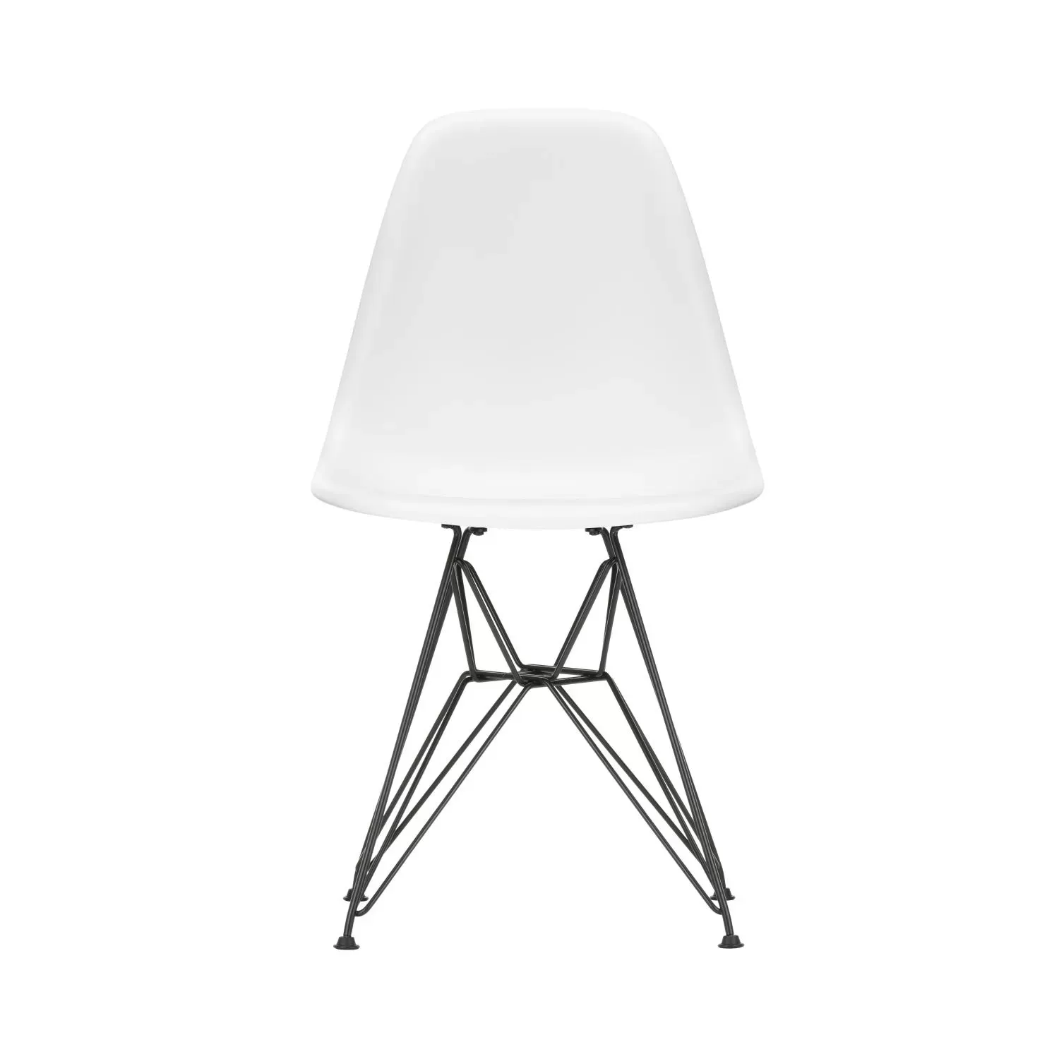 Illustration numéro 2 du produit Vitra DSR Eames Plastic Side Chair - noir basique enduit de poudre - blanc