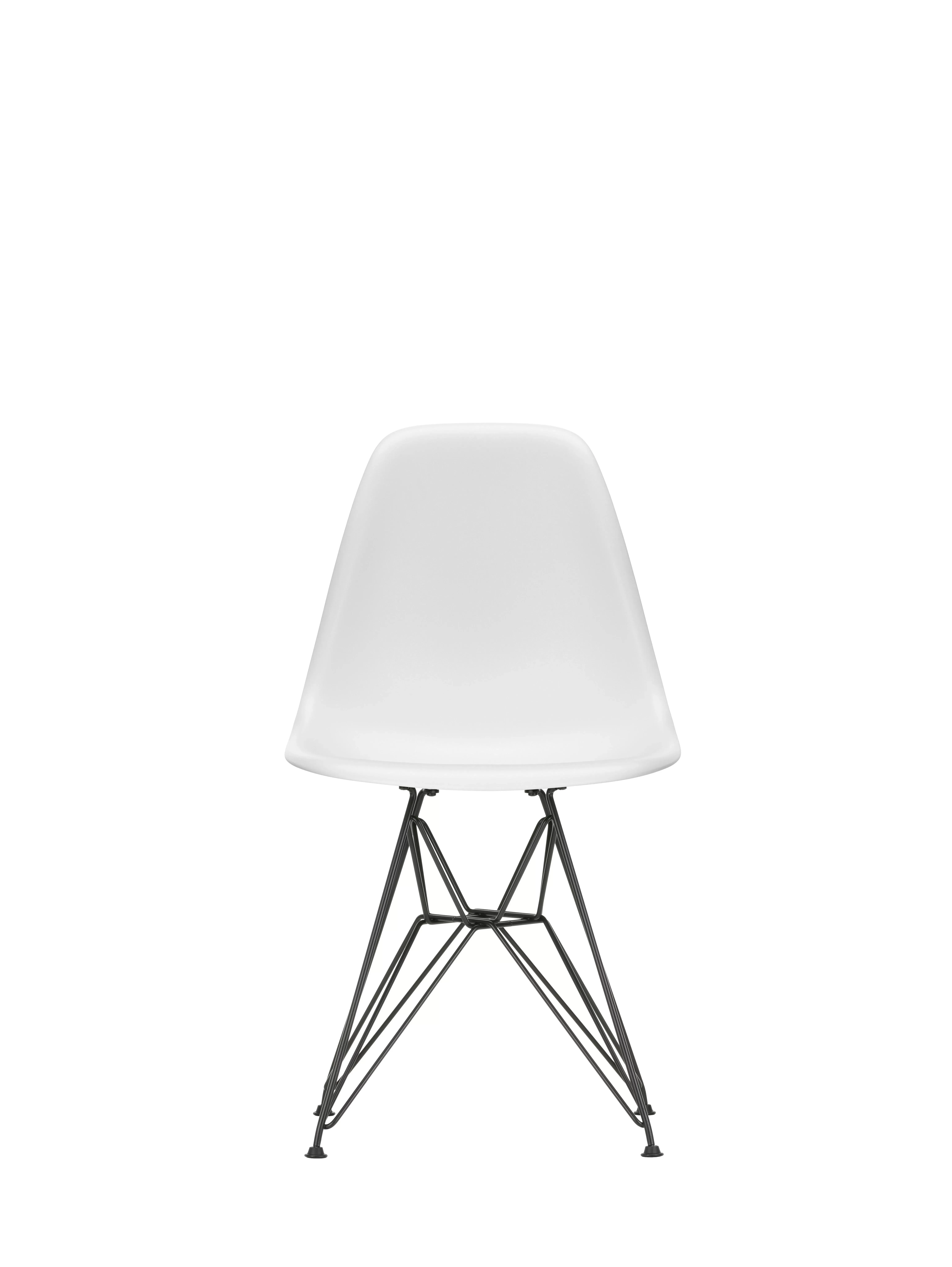 Illustration numéro 2 du produit Vitra DSR Eames Plastic Side Chair - noir basique enduit de poudre - coton blanc  RE