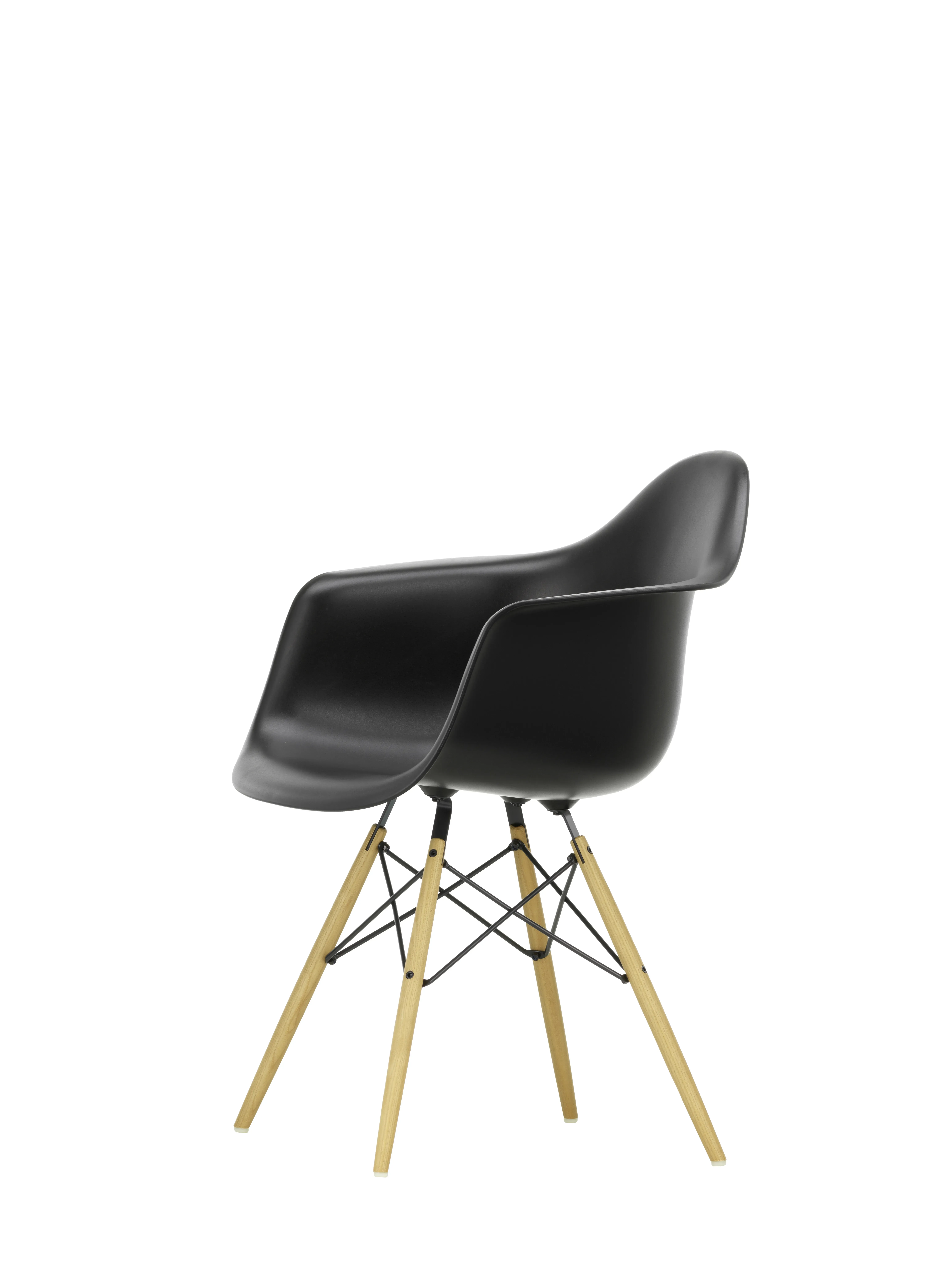 Illustration numéro 2 du produit Vitra DAW Eames Plastic Armchair - noir foncé RE - Frêne couleur miel