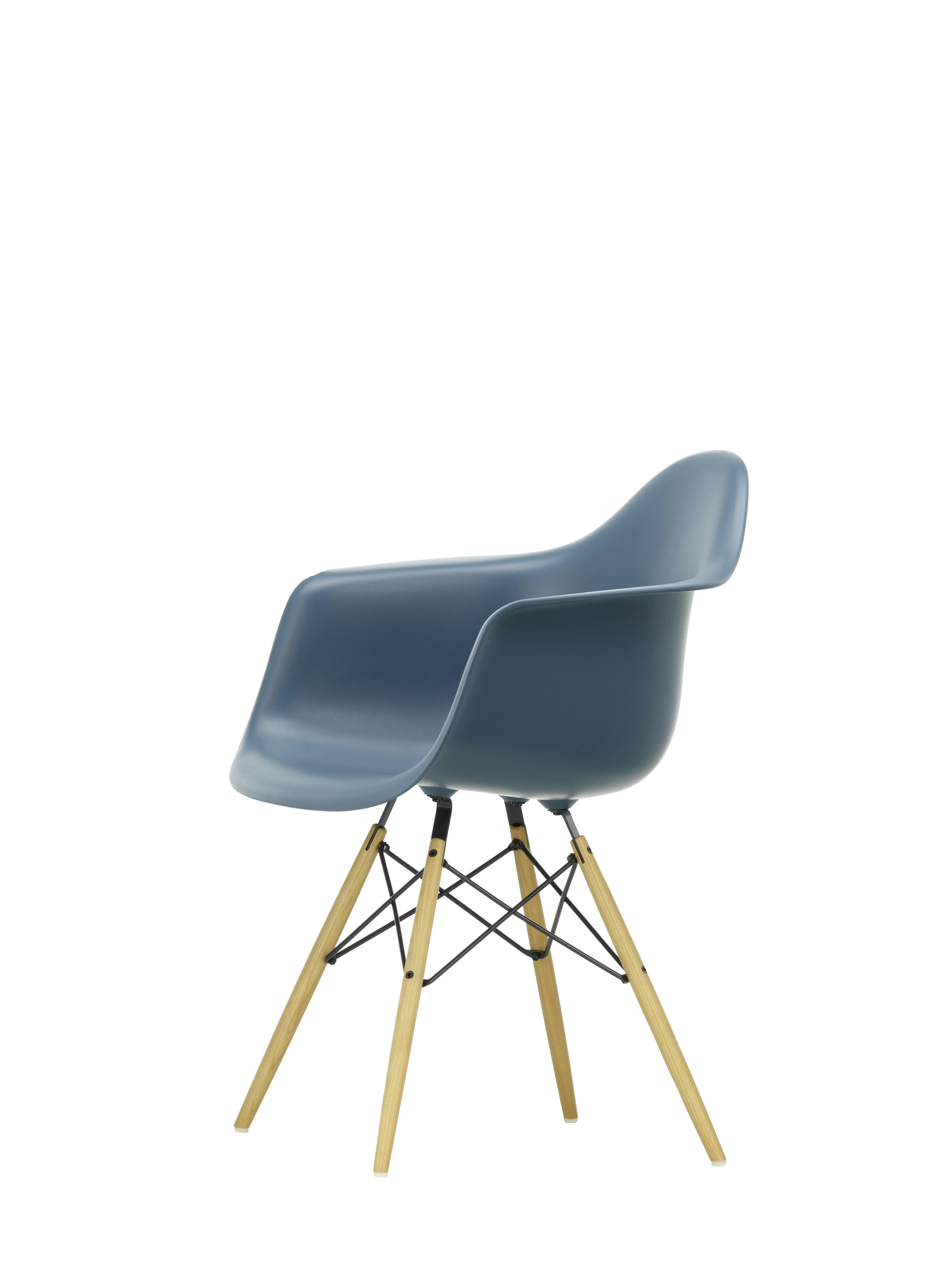 Illustration numéro 2 du produit Vitra DAW Eames Plastic Armchair - bleu marin RE - Frêne couleur miel