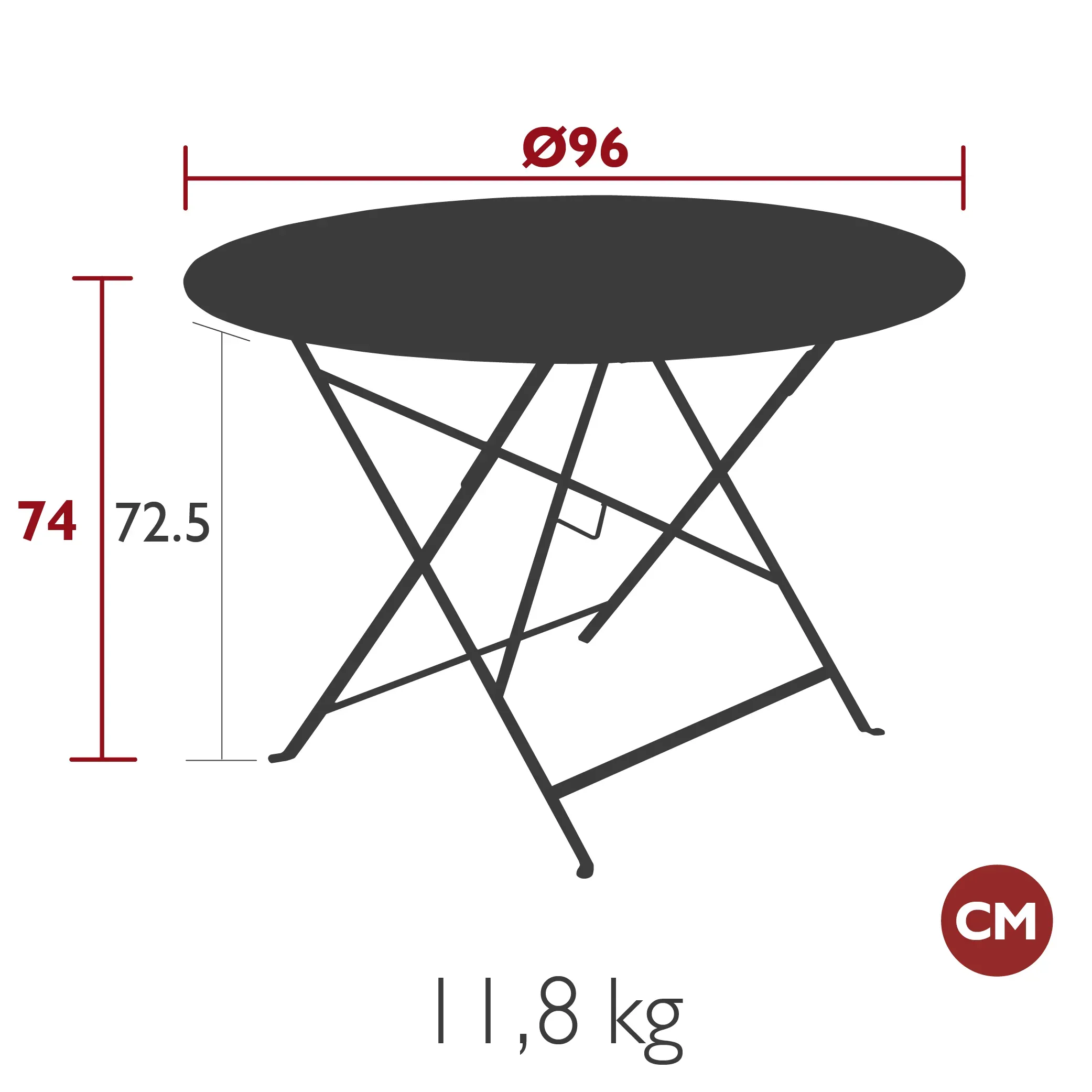 Illustration numéro 2 du produit Fermob Table FLOREAL - B9 cerise noire - Ø 96 cm