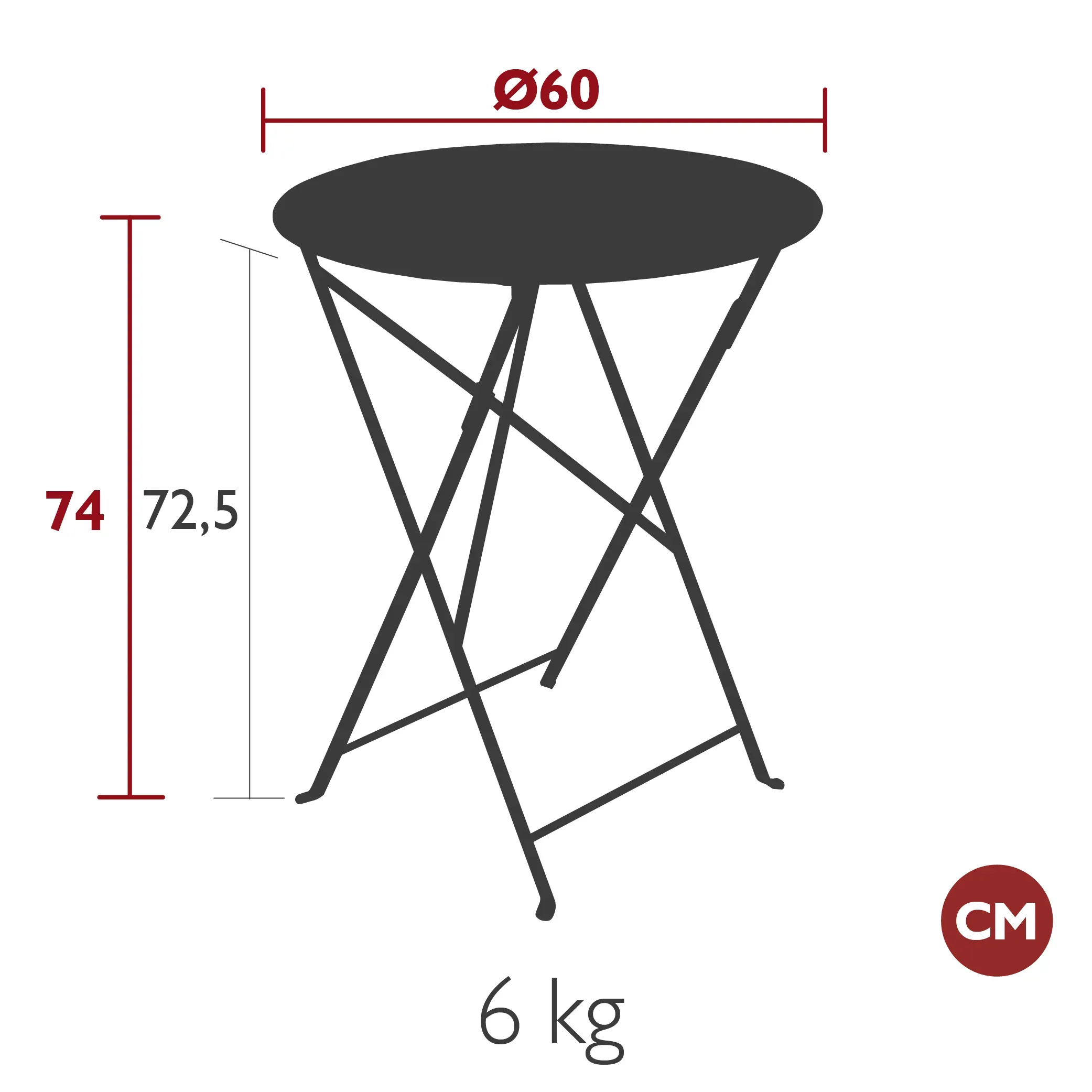 Illustration numéro 2 du produit Fermob Table FLOREAL - 42 réglisse - Ø 60 cm