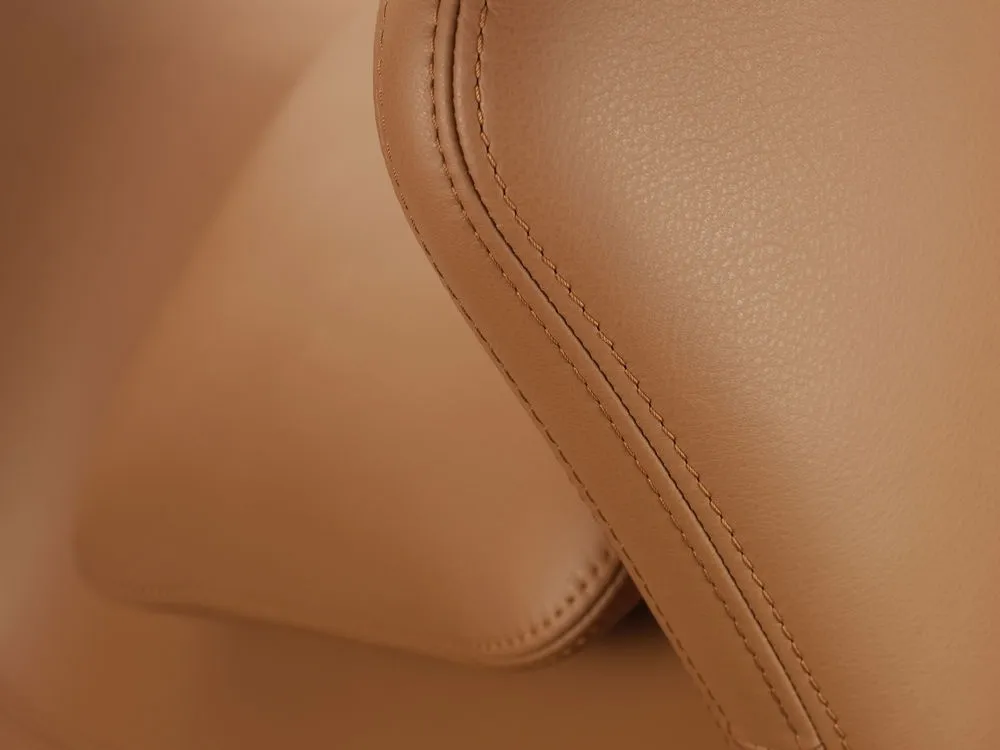 Illustration numéro 2 du produit Vitra Fauteuil Grand Repos & Ottoman nouvelle édition - noir basique enduit de poudre - Cuir couture contraste 66 nero - Hauteur du siège 40 cm