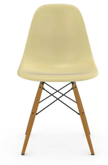 Illustration numéro 2 du produit Vitra Chaise Eames en fibre de verre DSW - Parchment - Frêne couleur miel