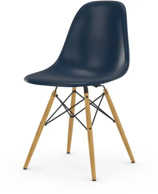 Illustration numéro 2 du produit Vitra Chaise Eames en fibre de verre DSW - Navy Blue - érable jaune