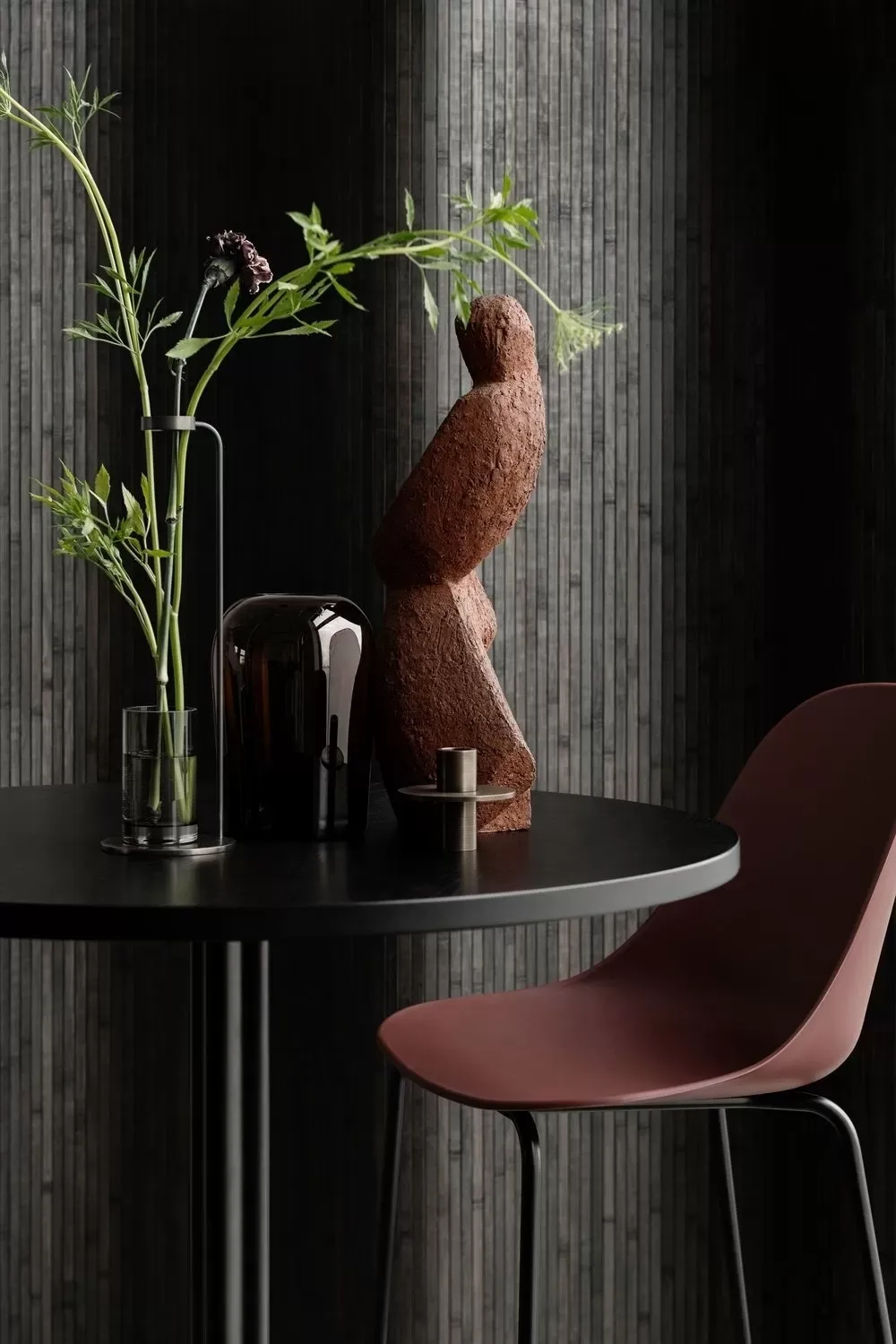 Illustration numéro 2 du produit Audo Table Harbour Column Counter/Bar Ø80cm - Linoléum charbon - 102,7cm