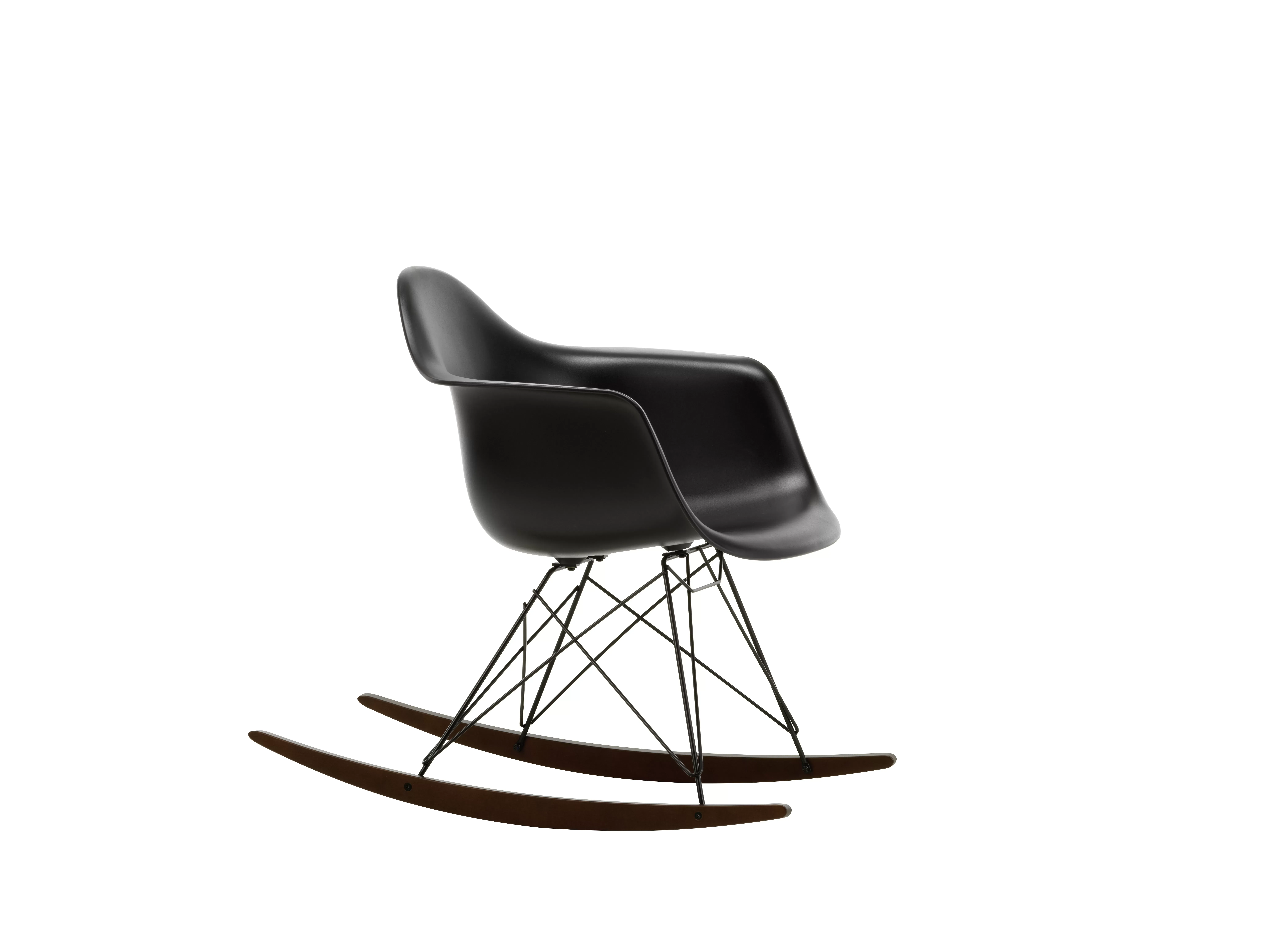 Illustration numéro 2 du produit Vitra Chaise à bascule RAR Eames Plastic  - noir foncé RE - noir - Patins Érable foncé