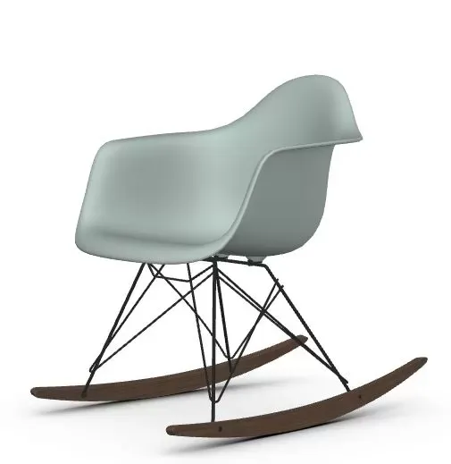 Illustration numéro 2 du produit Vitra Chaise à bascule RAR Eames Plastic  - gris clair RE - noir - Patins Érable foncé