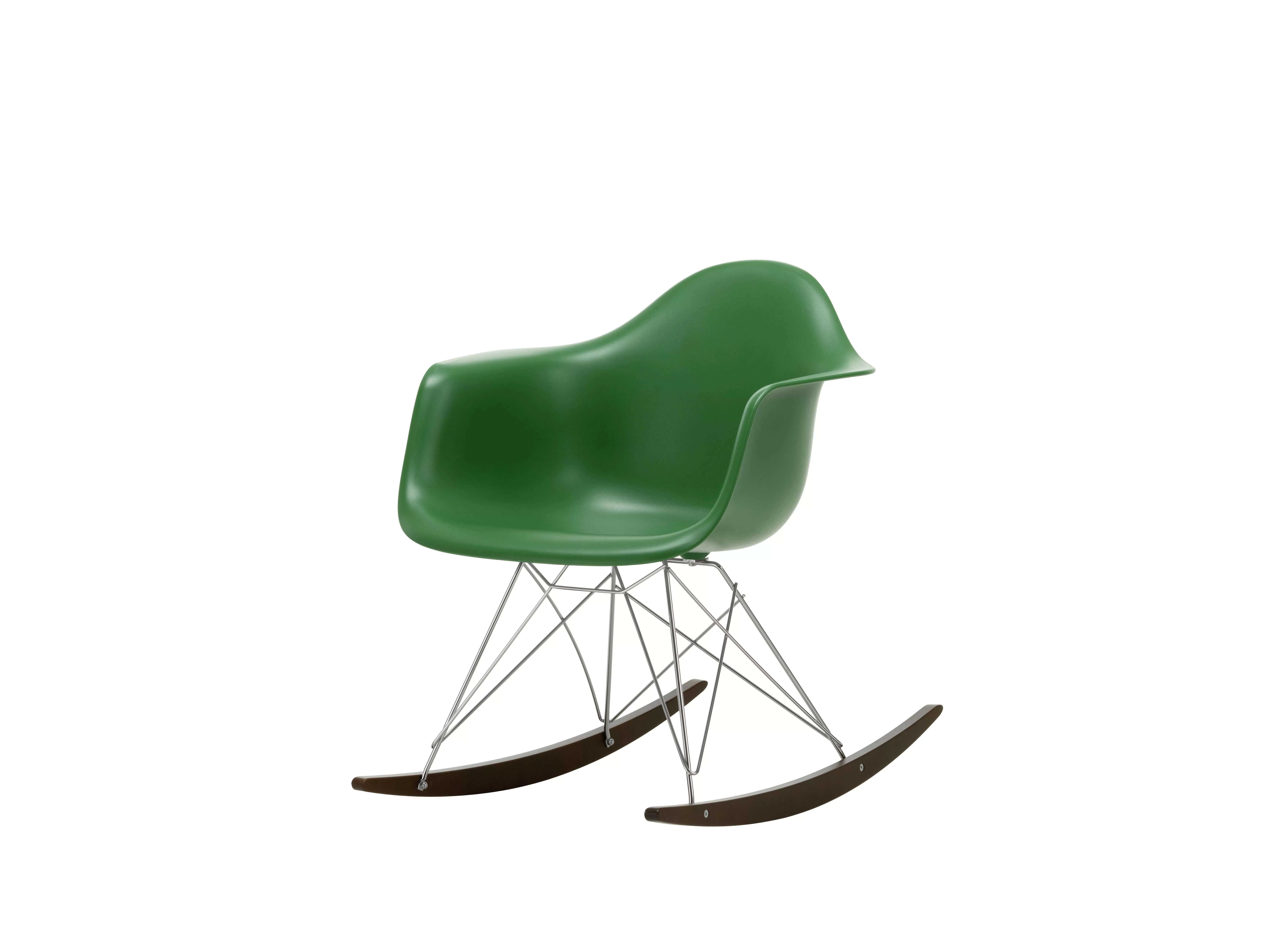Illustration numéro 2 du produit Vitra Chaise à bascule RAR Eames Plastic  - émeraude RE - chromé - Patins Érable foncé