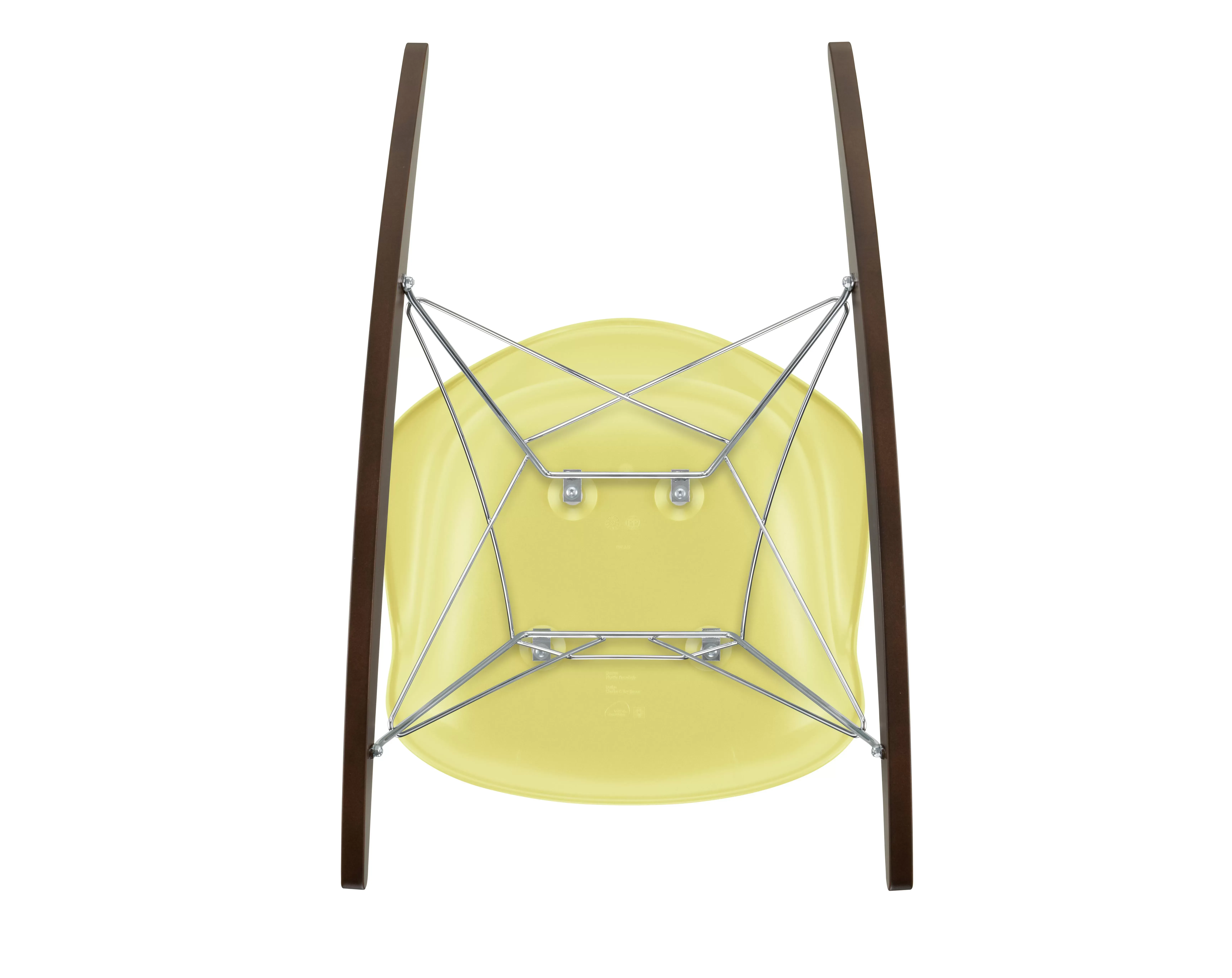 Illustration numéro 2 du produit Vitra Chaise à bascule RAR Eames Plastic  - citron RE - chromé - Patins Érable foncé