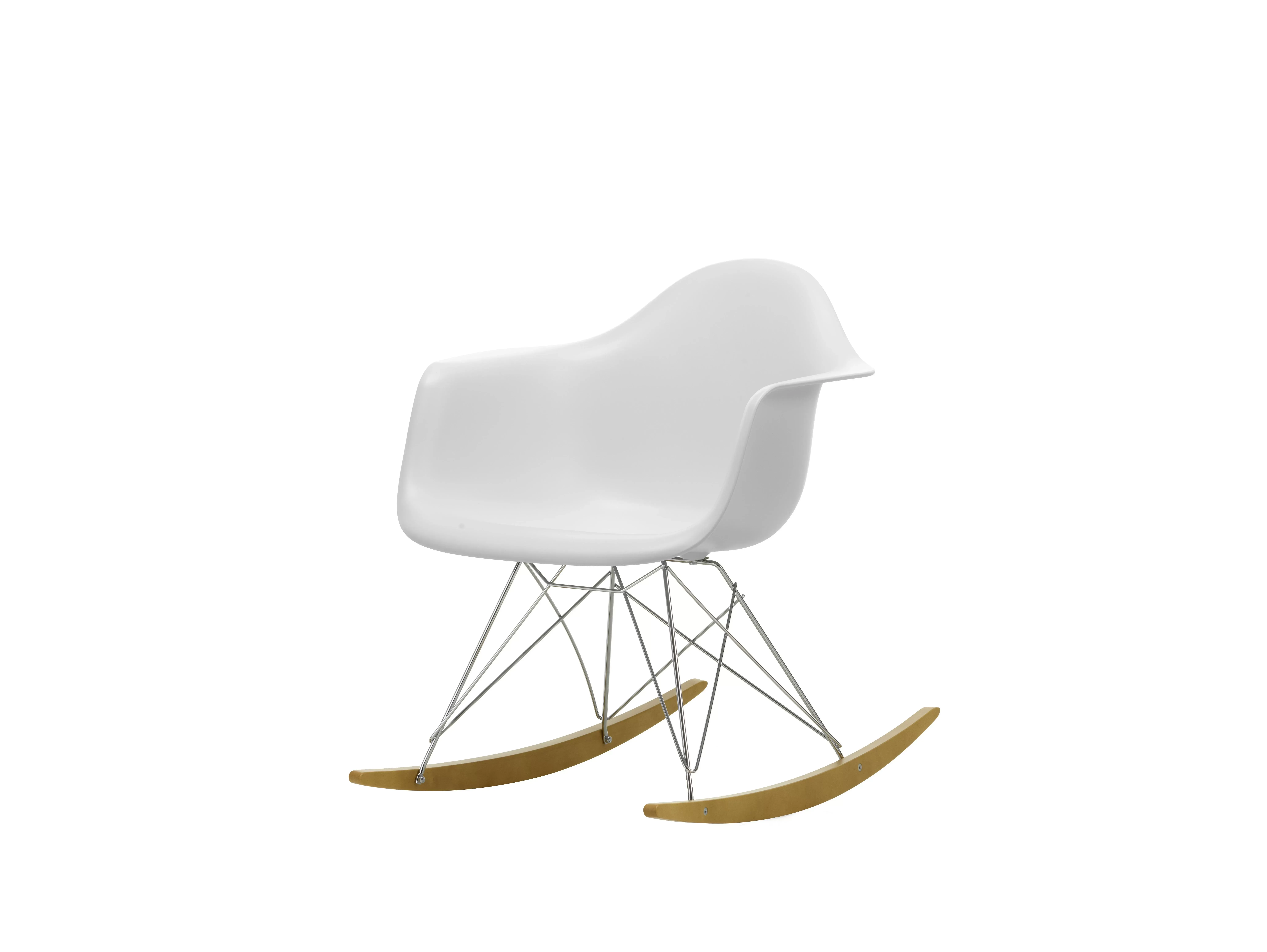 Illustration numéro 2 du produit Vitra Chaise à bascule RAR Eames Plastic  - coton blanc  RE - blanc - Patins Érable jaune