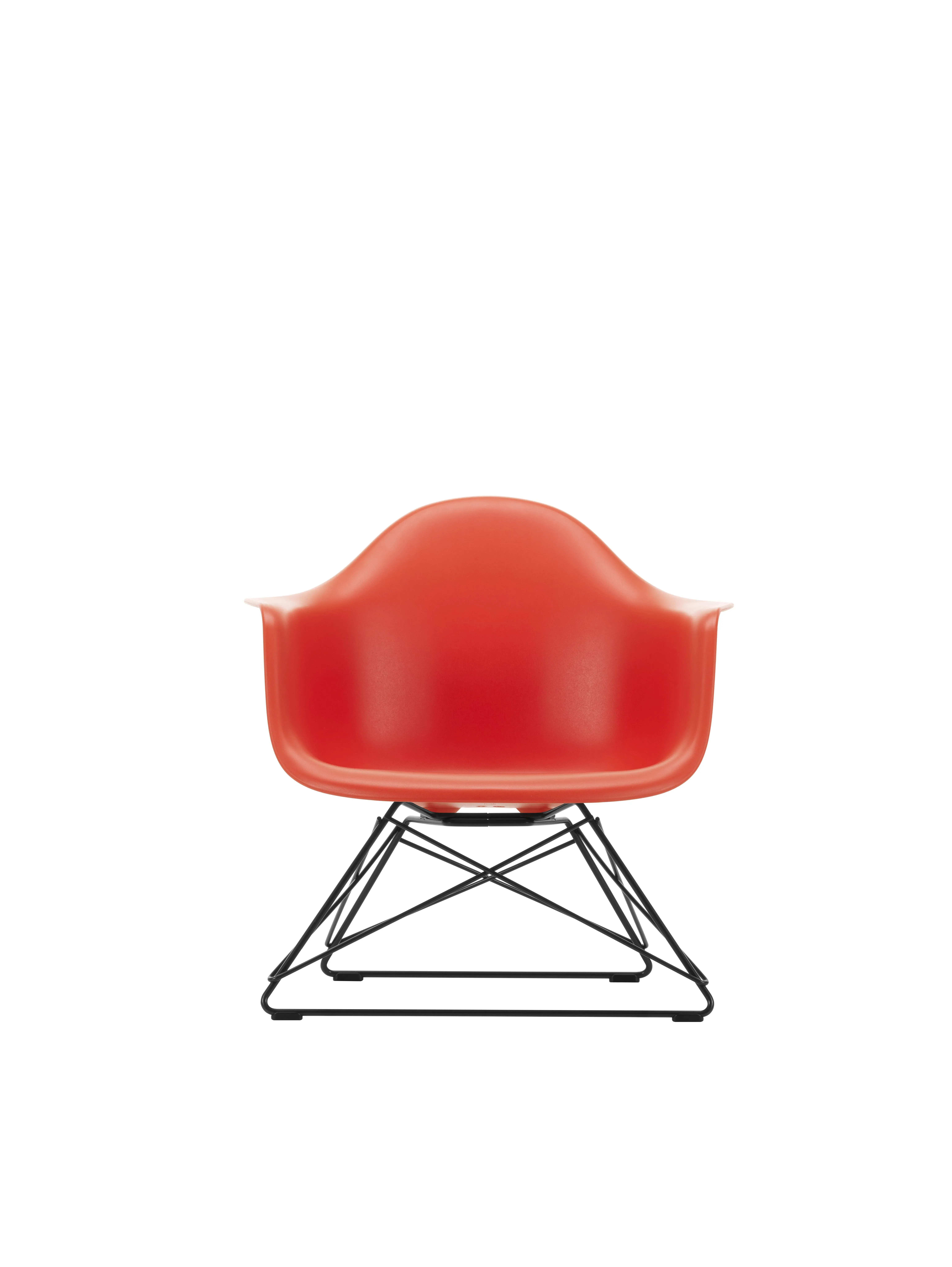 Illustration numéro 2 du produit Vitra Fauteuil en plastique Eames LAR  - poppy red RE - noir basique enduit de poudre