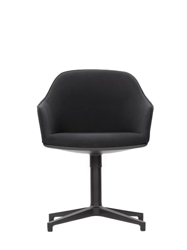Illustration numéro 2 du produit Vitra Chaise Softshell base quatre étoiles - Plano nero - noir basique enduit de poudre