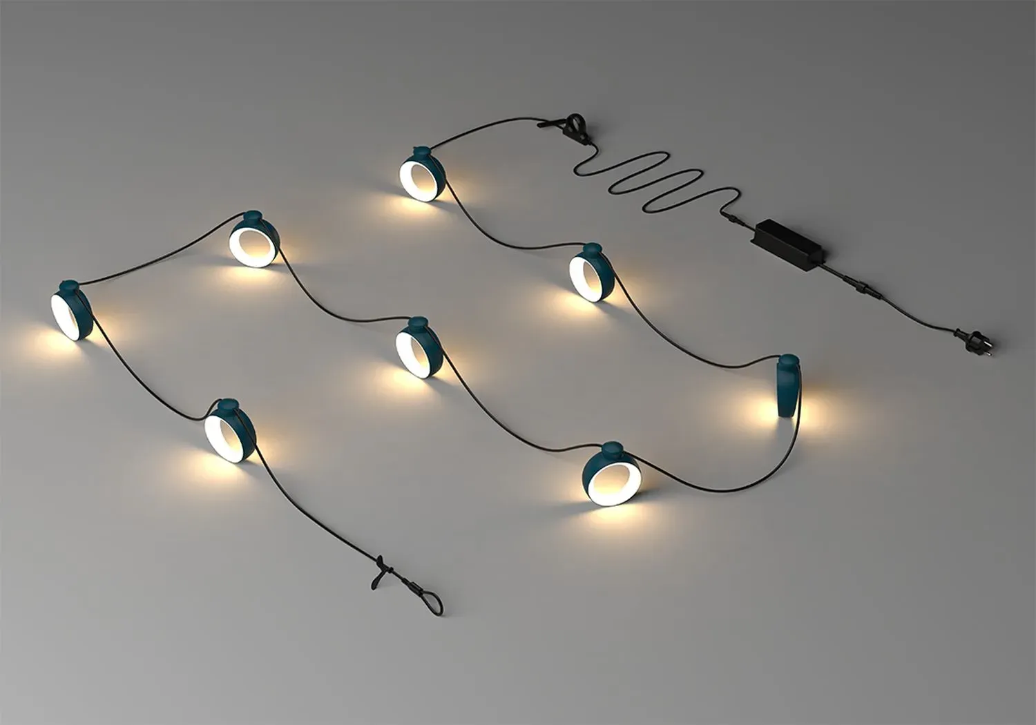 Illustration numéro 2 du produit Fermob Guirlande lumineuse Hoop - 21 bleu acapulco