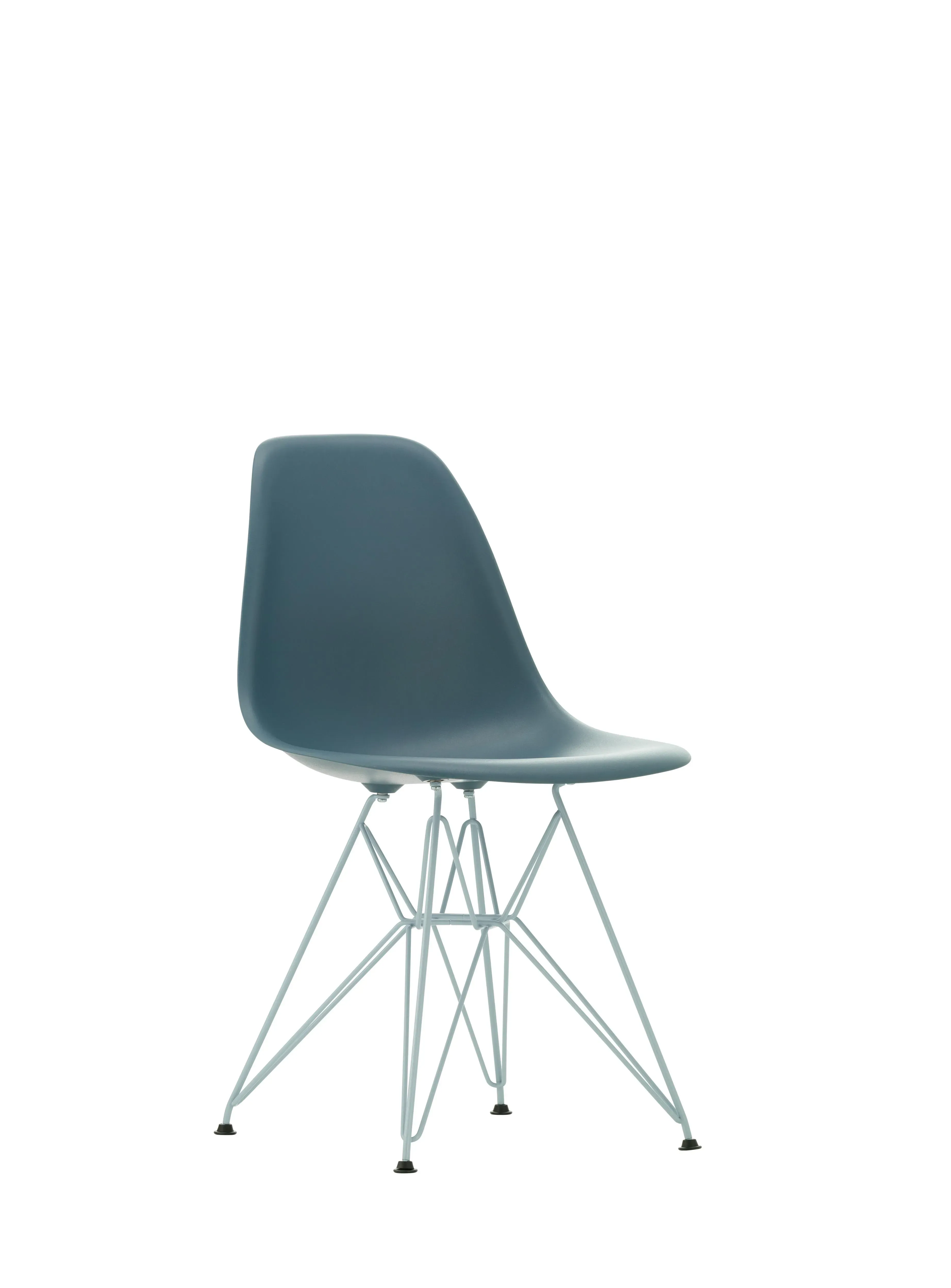 Illustration numéro 2 du produit Vitra Chaise DSR Colours Eames Plastic - bleu marin RE - patins pour tapis de sol