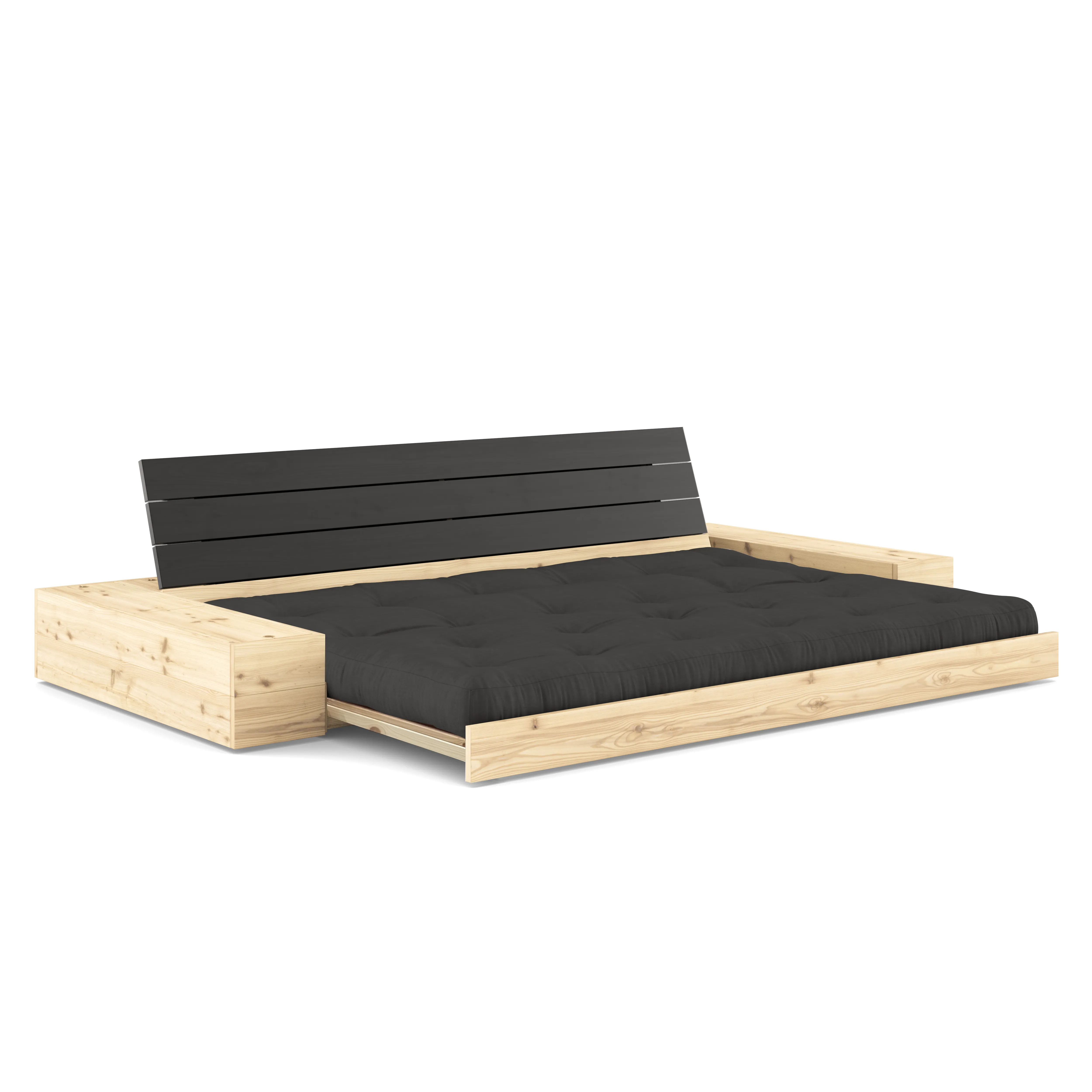 Illustration numéro 2 du produit Karup Canapé-lit Base avec casiers de rangement - 734 Dark Grey - 102 black lacquered