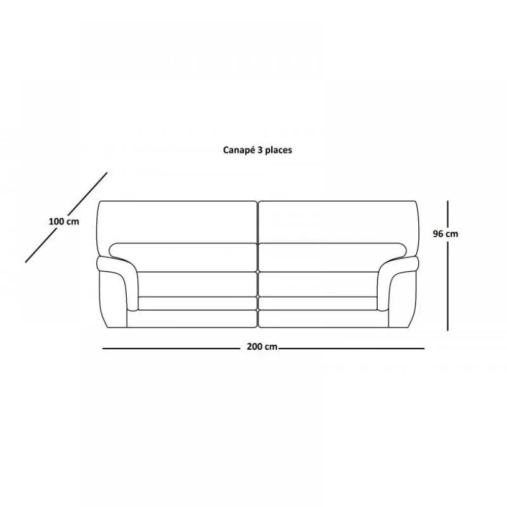 Illustration numéro 2 du produit CLOE canapé fixe  3 places cuir vachette noir